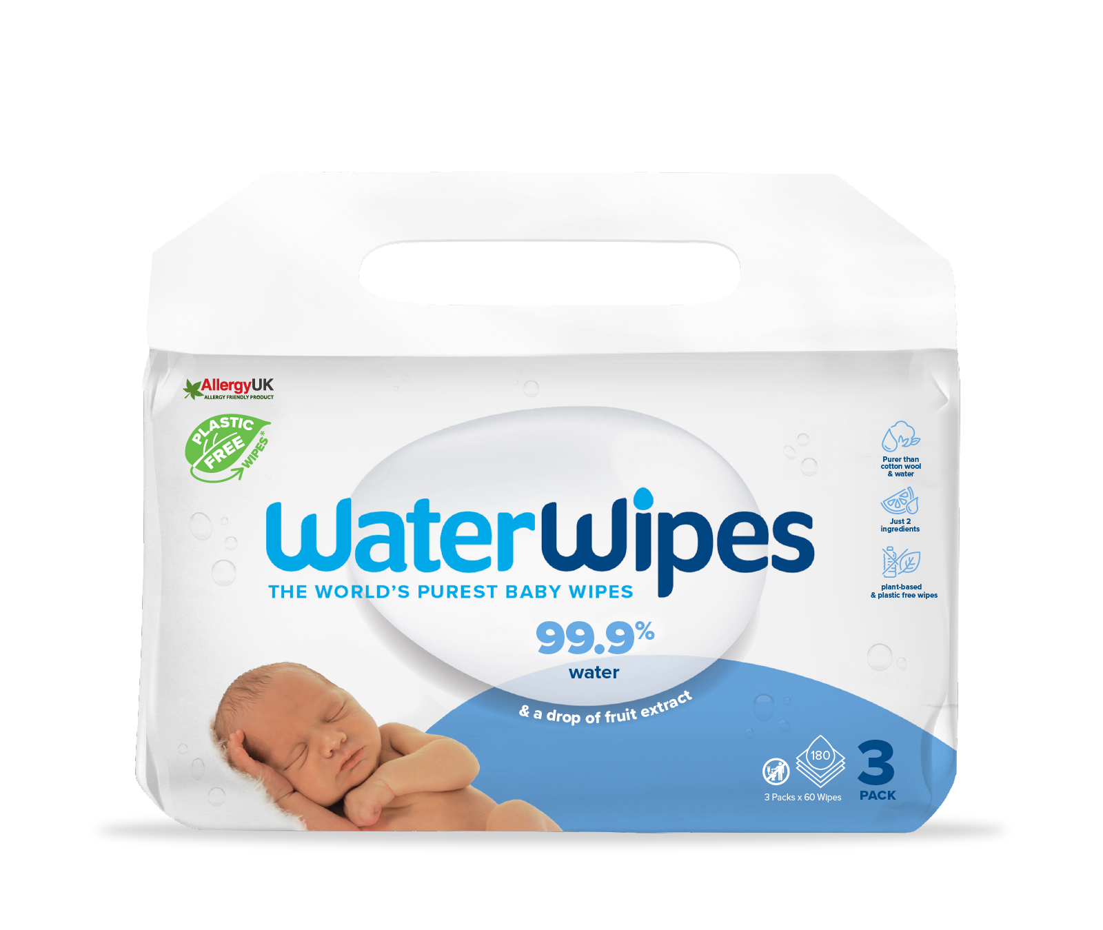 WaterWipes Våtservett Plastfri 3-pack