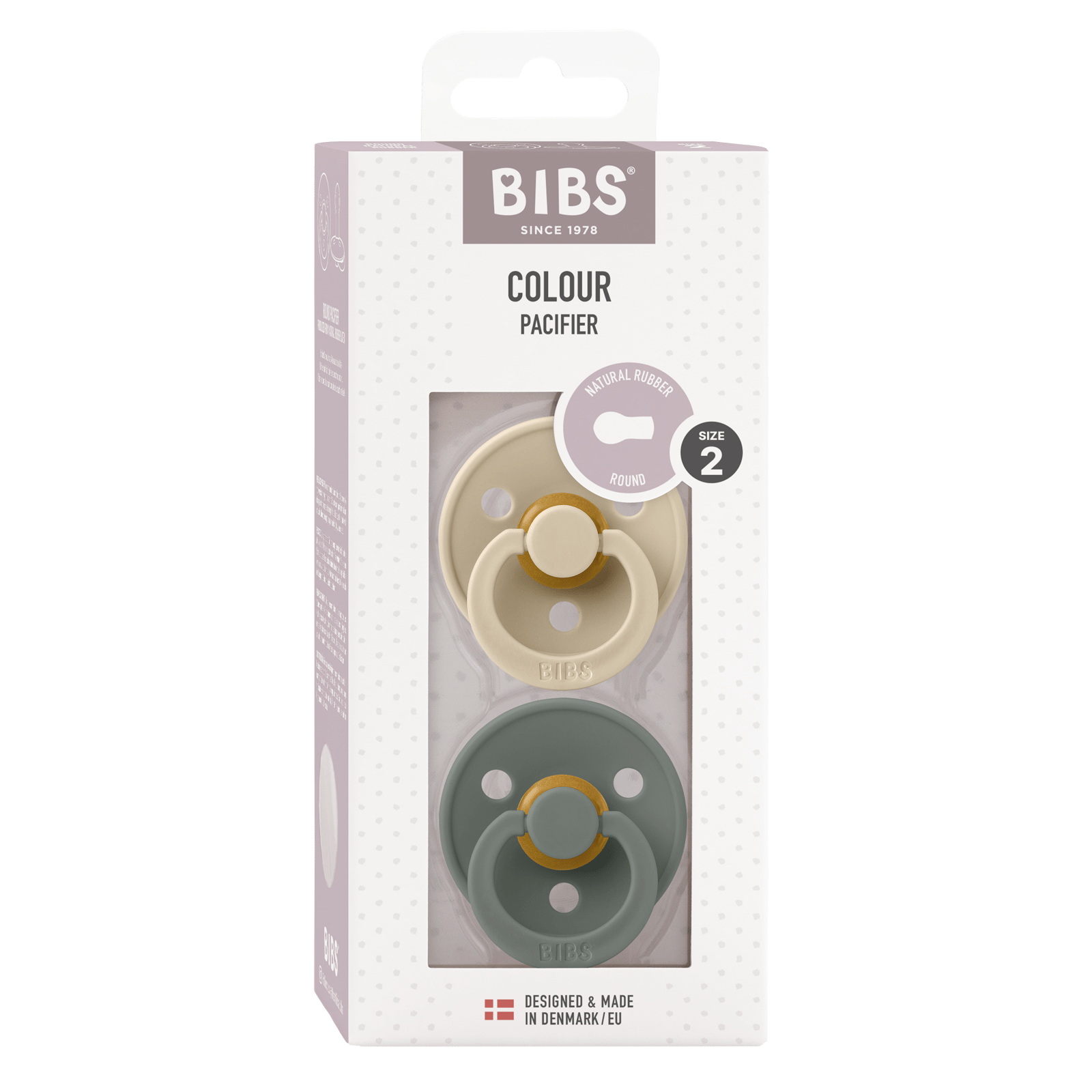 BIBS Colour Latex Size 2 Round Vanilla/Pine 2 st