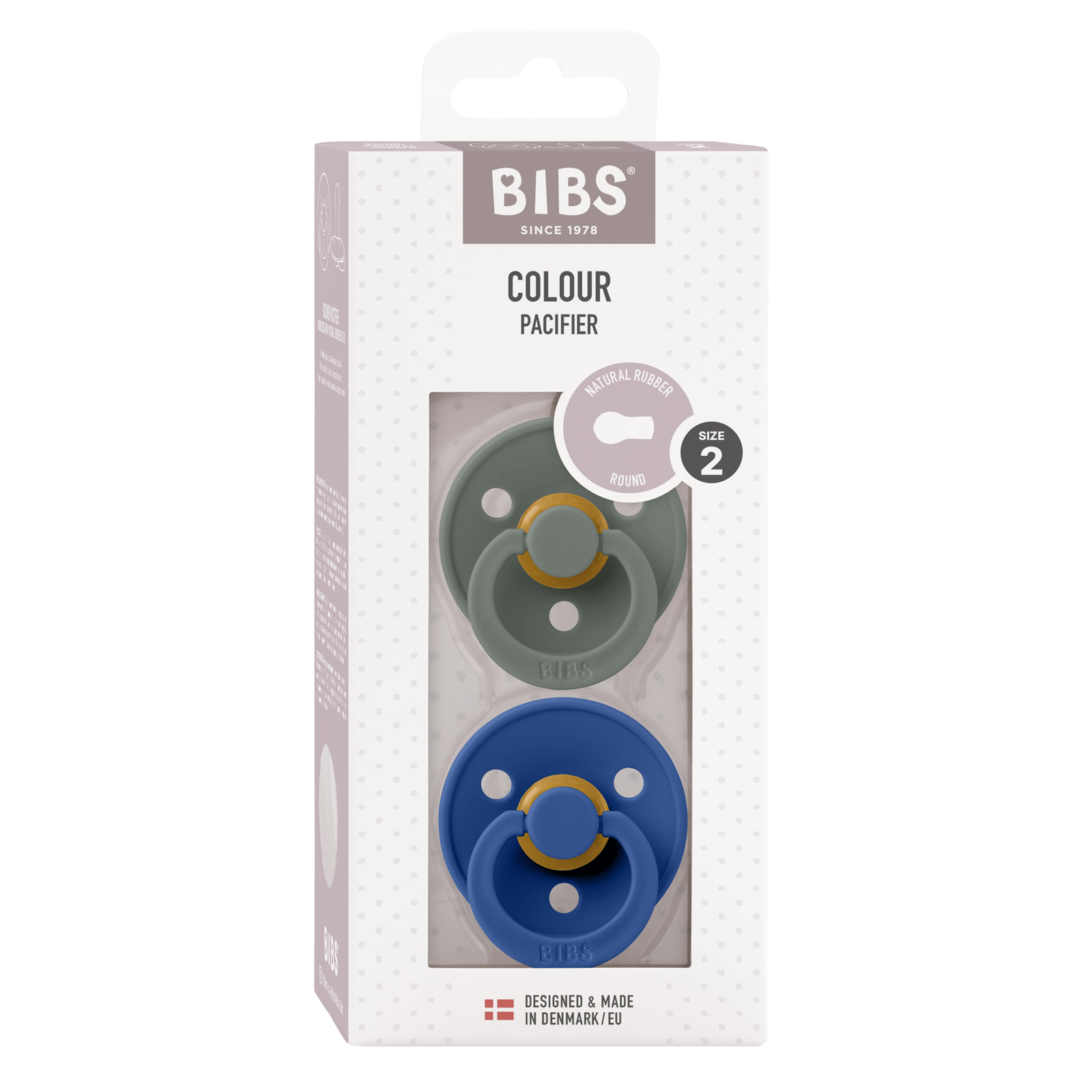 BIBS Colour Latex Size 2 Round Pine/Cornflower 2 st
