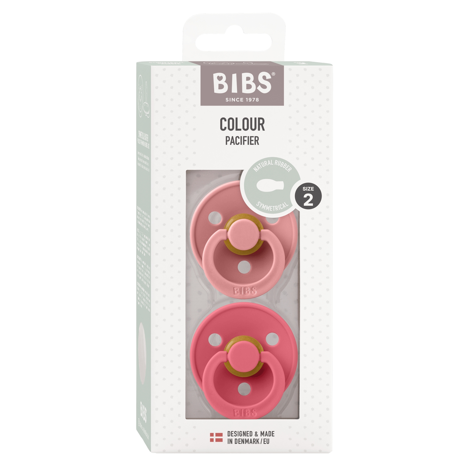 BIBS Colour Latex Size 2 Symmetric Dusty Pink/Coral 2 st