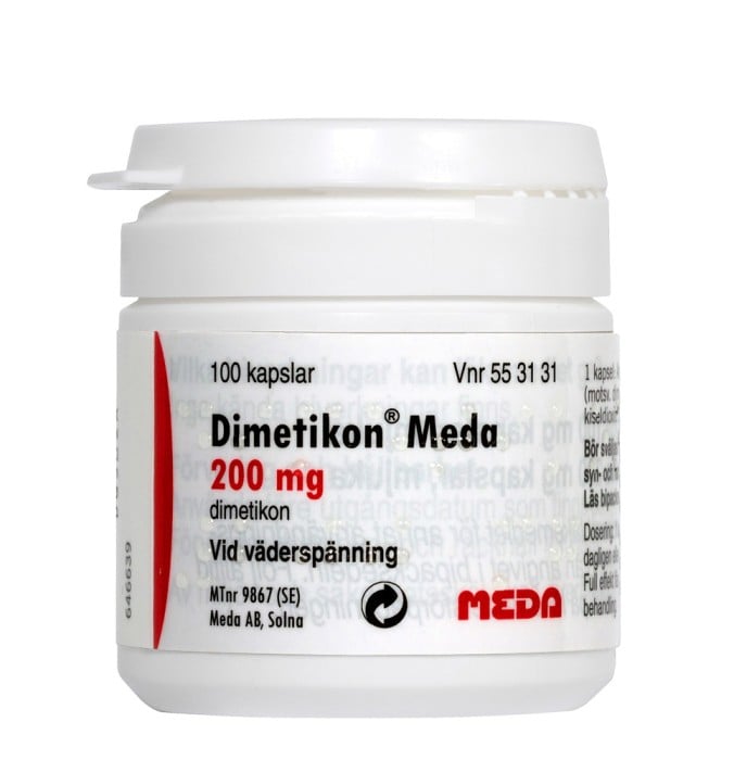 Dimetikon Meda, kapsel, mjuk 200 mg, 100 st