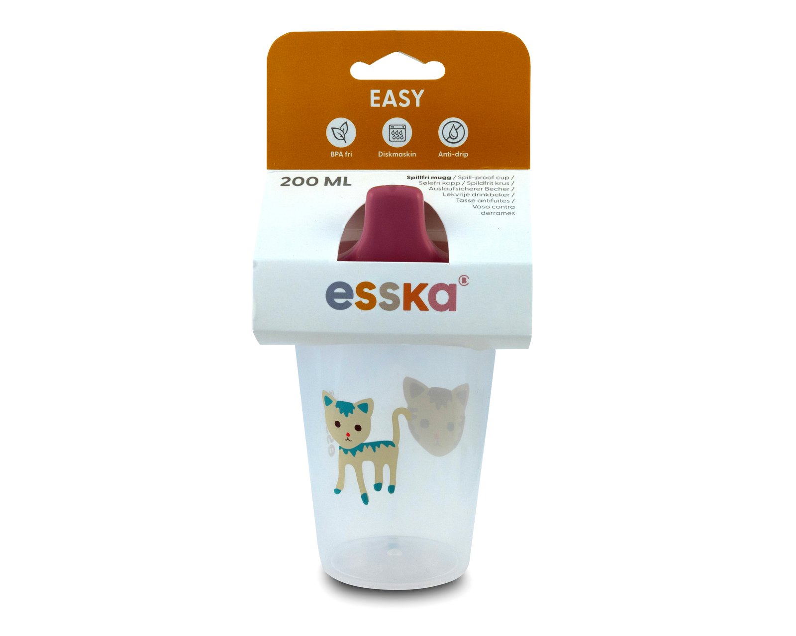 esska Easy Spillfri Mugg 200 ml - Olika färger och motiv