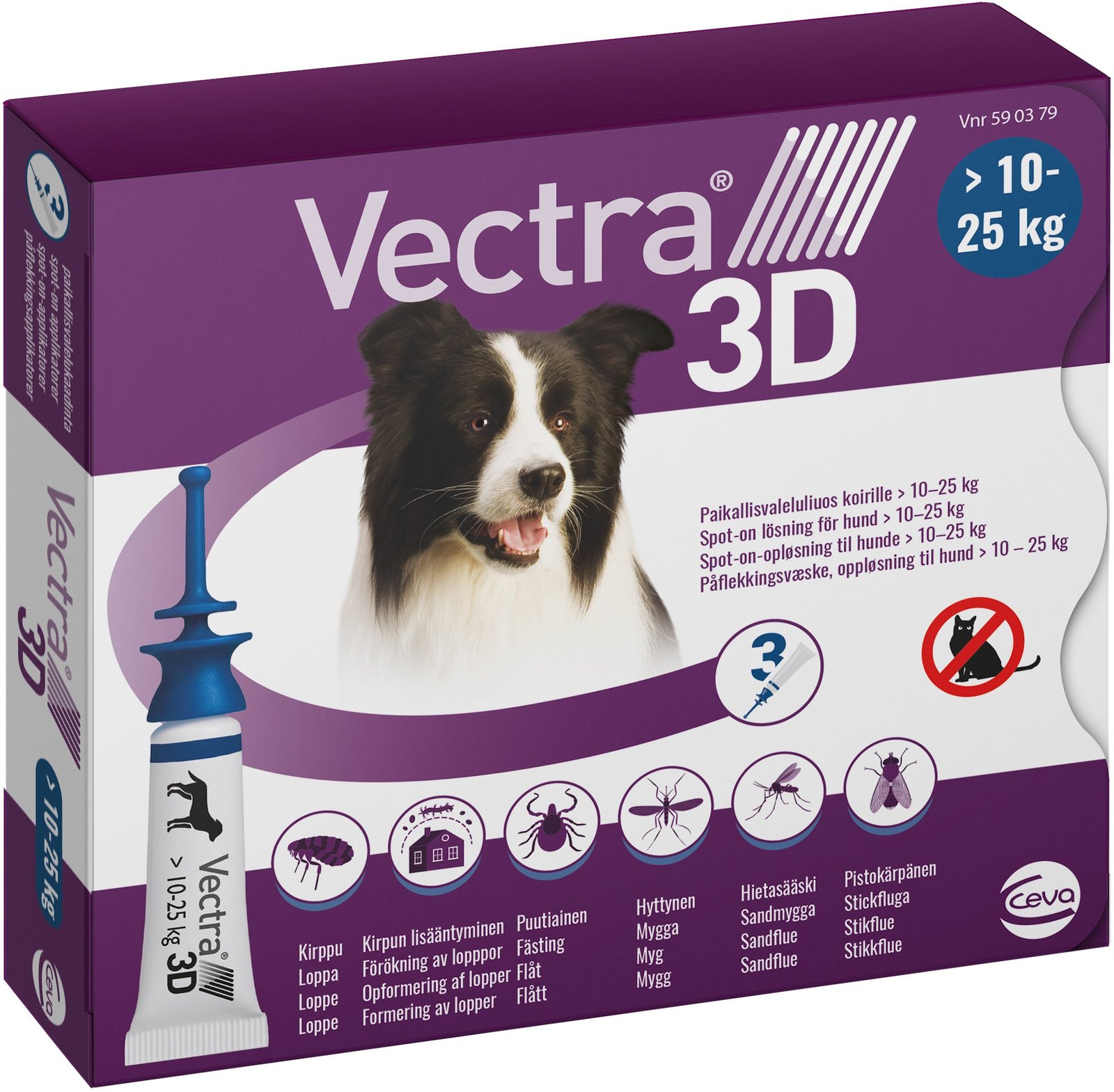 Vectra 3D Hund >10-25 kg Spot-on lösning 3 x 3,6 ml
