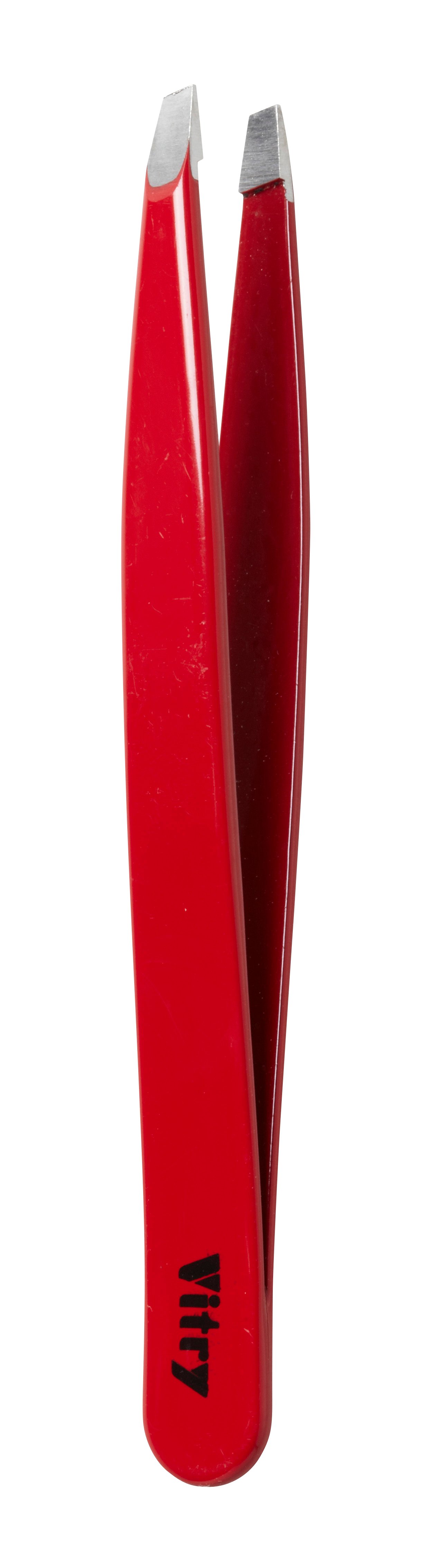 Vitry Professional Tweezer Slant Ends Stainless Steel Red 1 st