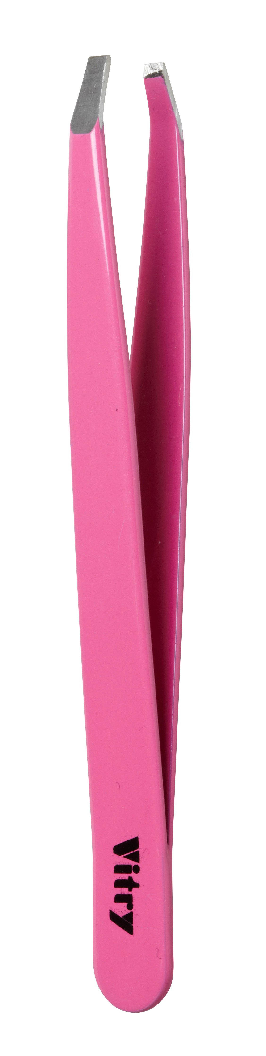 Vitry Professional Tweezer Crab Ends Stainless Steel Pink 1 st