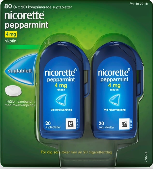Nicorette Pepparmint Komprimerad Sugtablett 4 mg 4 x 20 st