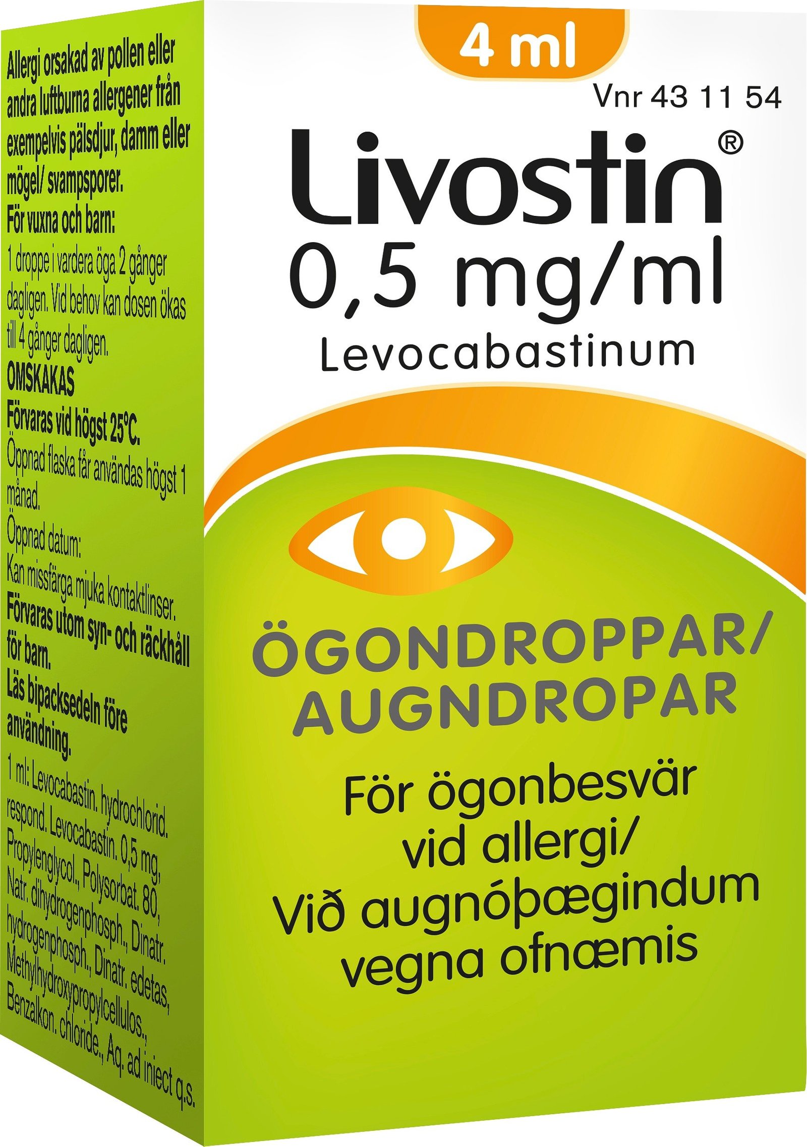 Livostin ögondroppar suspension 0,5mg/ml, 4 ml