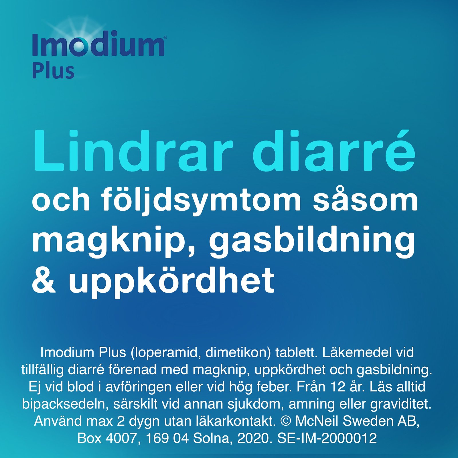 Imodium Plus 2mg/125mg tabletter, 12st