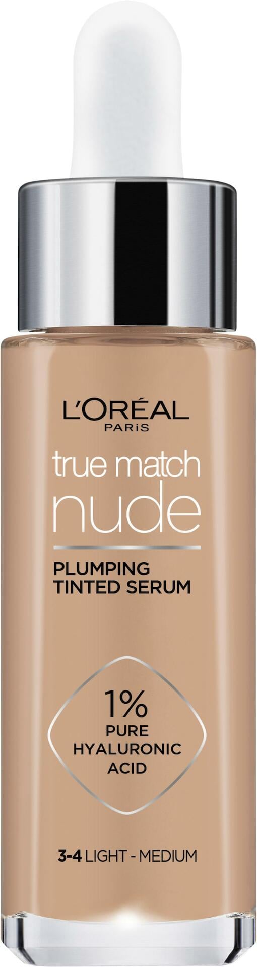 L'Oréal Paris True Match Nude Plumping Tinted Serum 3-4 Light - Medium 30 ml
