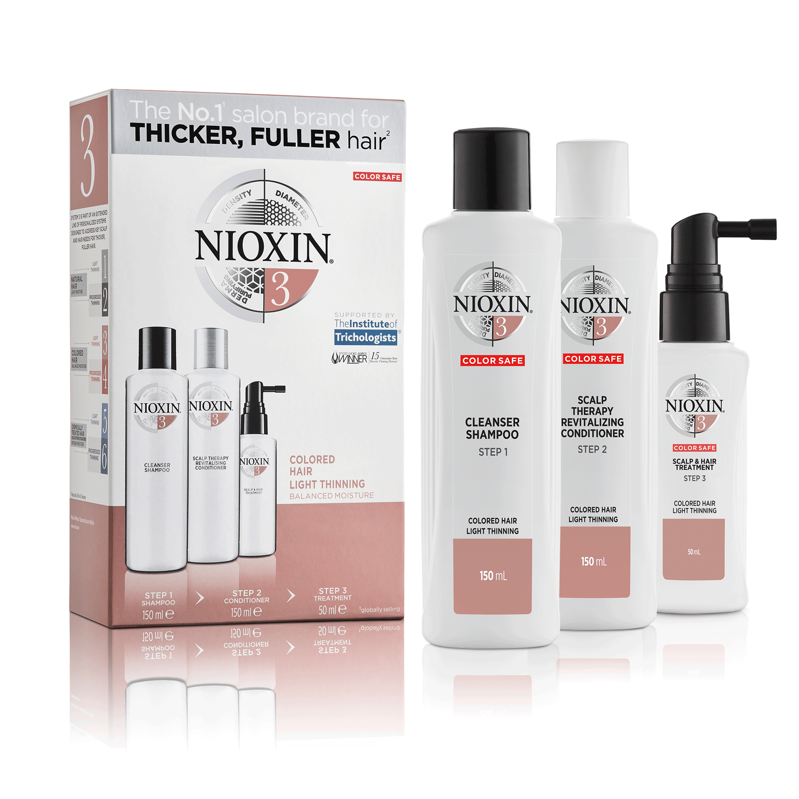 NIOXIN Hair System Kit 3 Fint, Tunt & Färgat Hår 350 ml