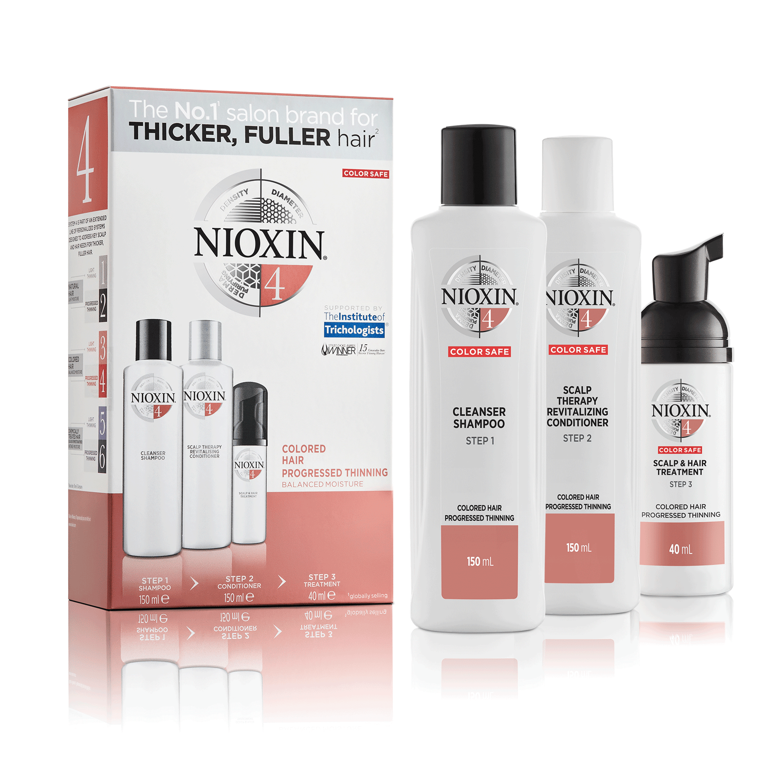 NIOXIN Hair System Kit 4 Märkbart Tunt & Färgat Hår 340 ml