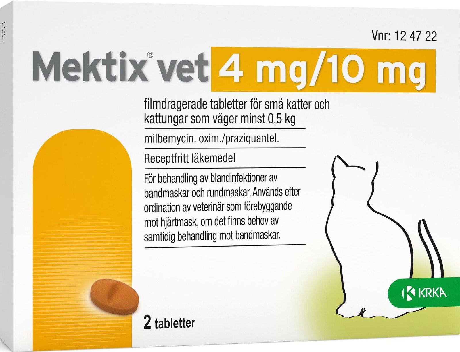 Mektix.Vet 4mg/10mg Avmaskning Katt (+0,5kg) 2 tabletter