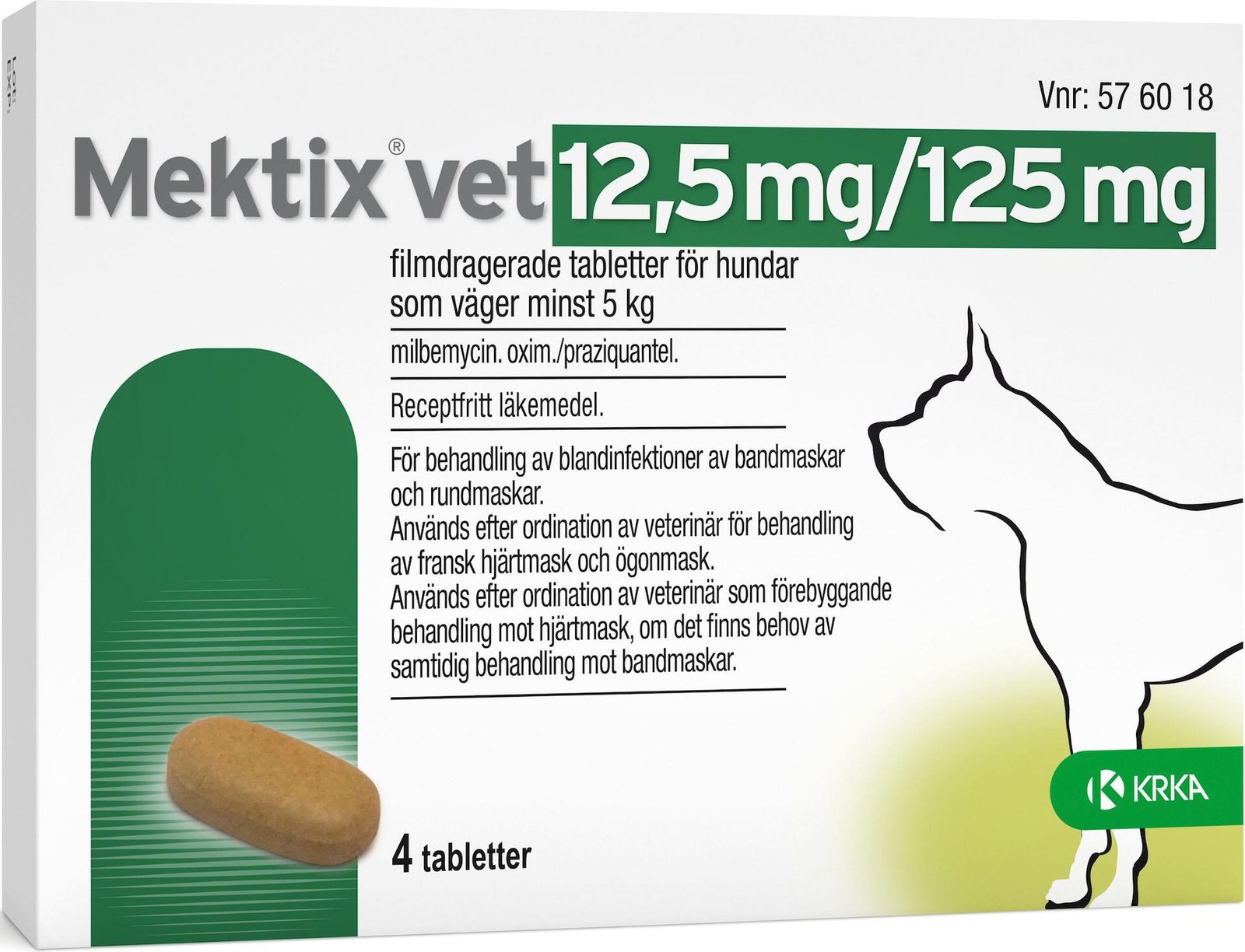 Mektix.Vet 12,5mg/125mg Avmaskning Hund (+5kg) 4 tabletter