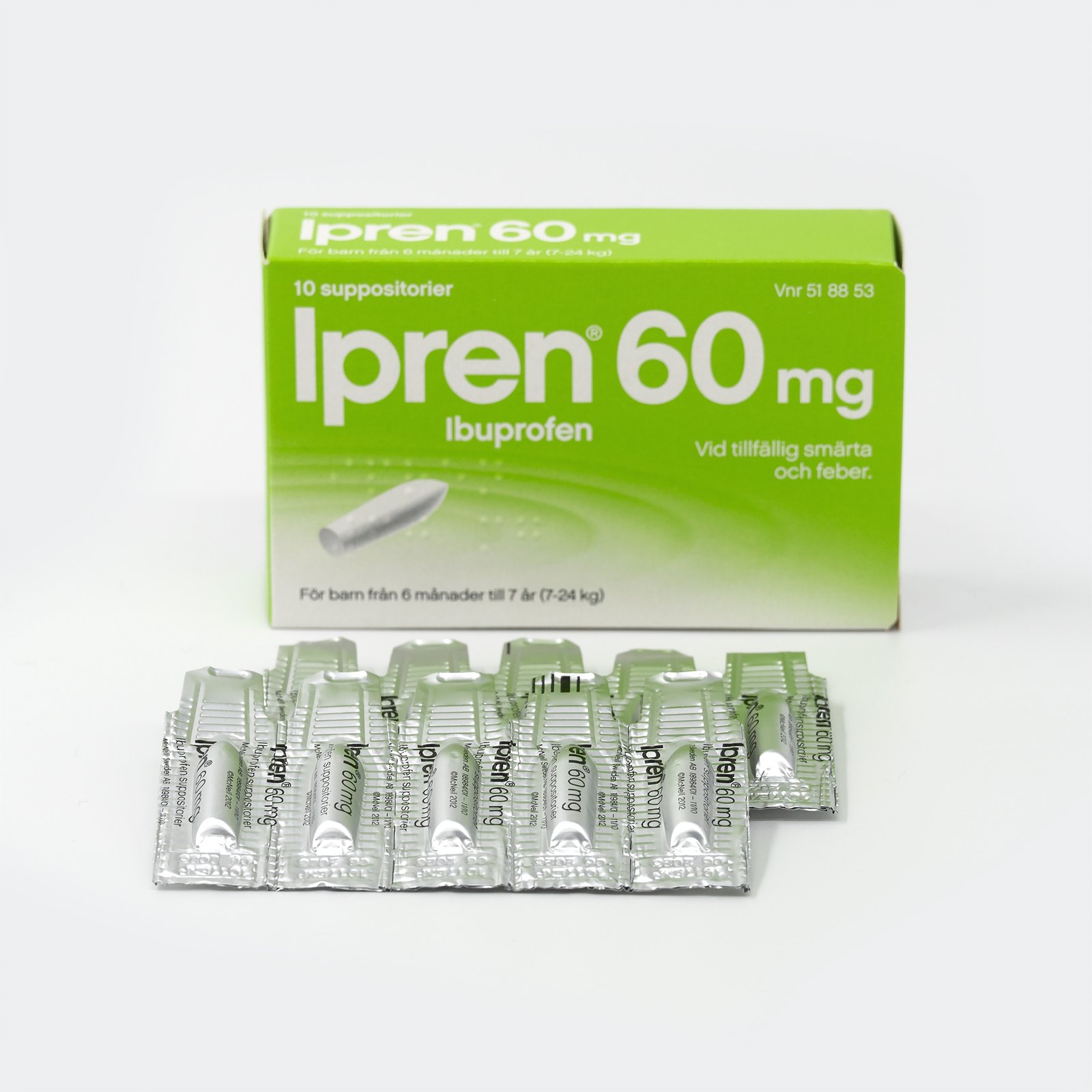 Ipren suppositorium 60mg 10 suppositorier