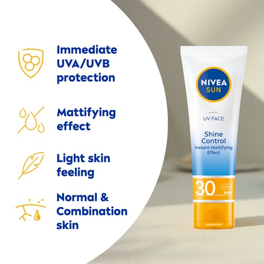 NIVEA SUN Solskydd ansikte UV Face Shine Control Cream SPF30 50ml