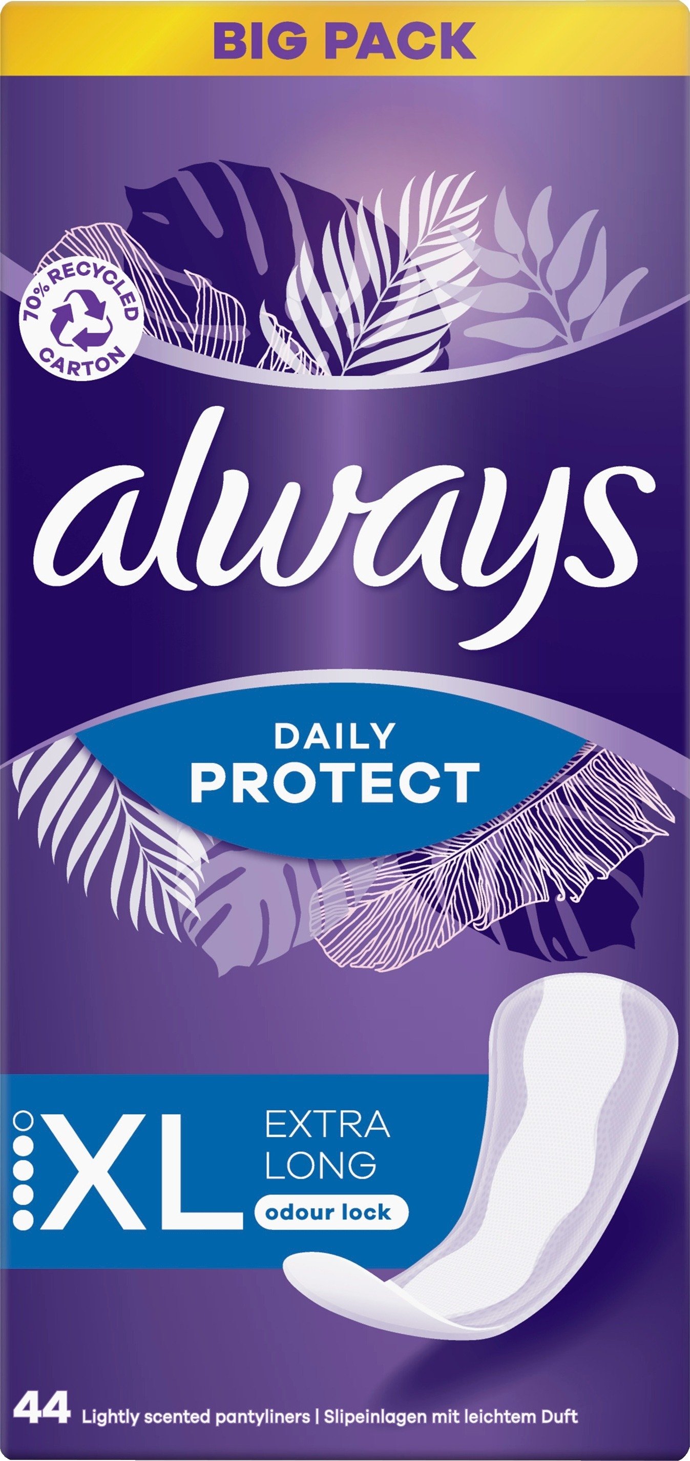 Always Dailies Long Plus Extra Protect Trosskydd med mild doft 44 st