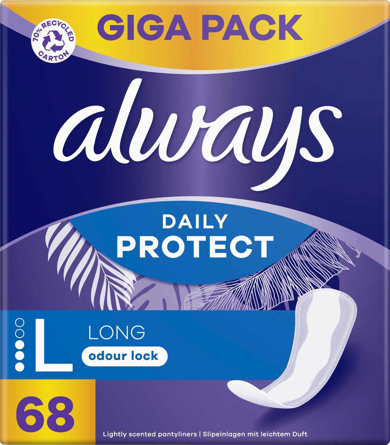 Always Dailies Large Extra Protect Trosskydd med mild doft 68 st