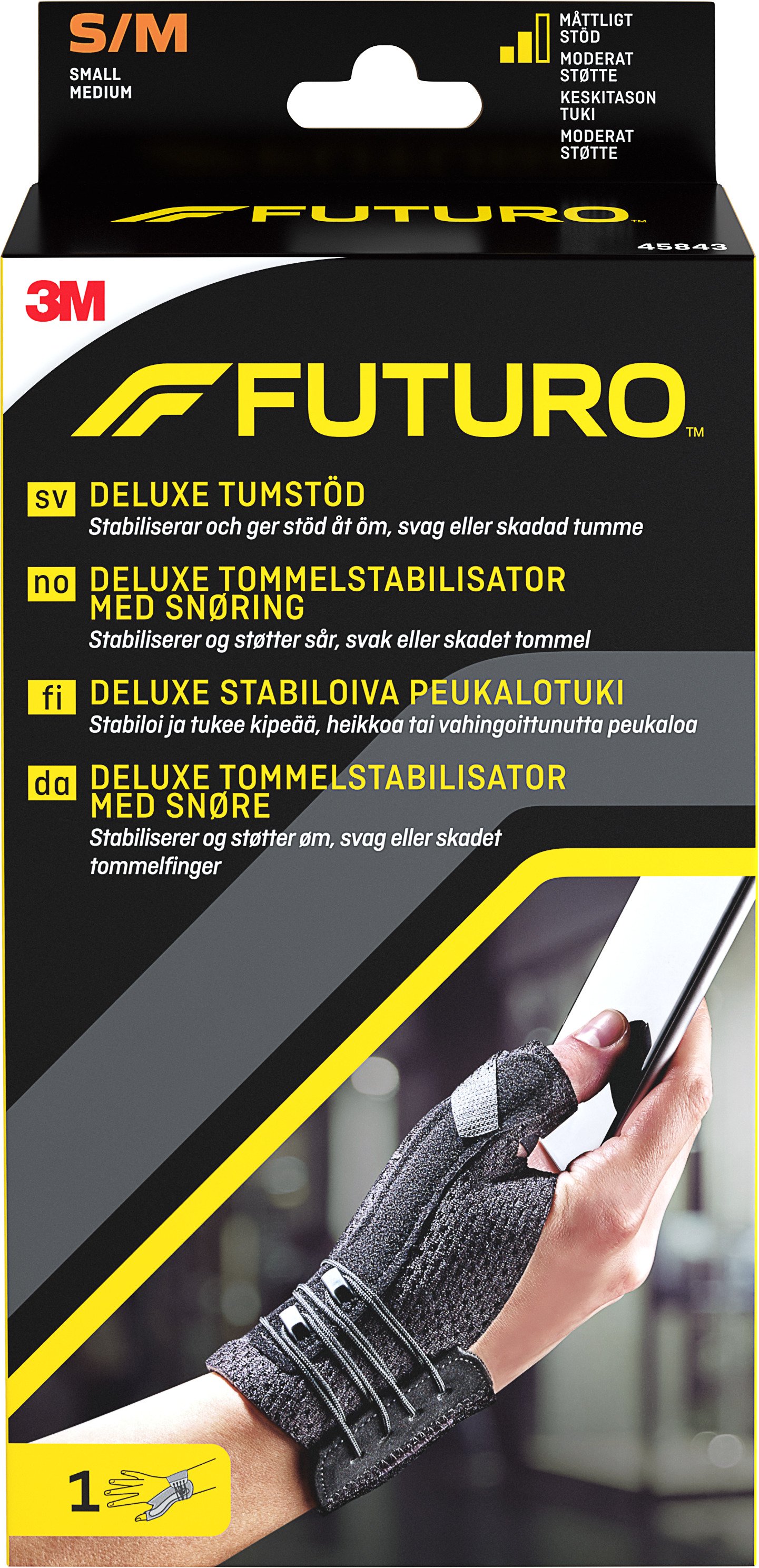 Futuro Deluxe Tumstöd Svart S/M 1 st