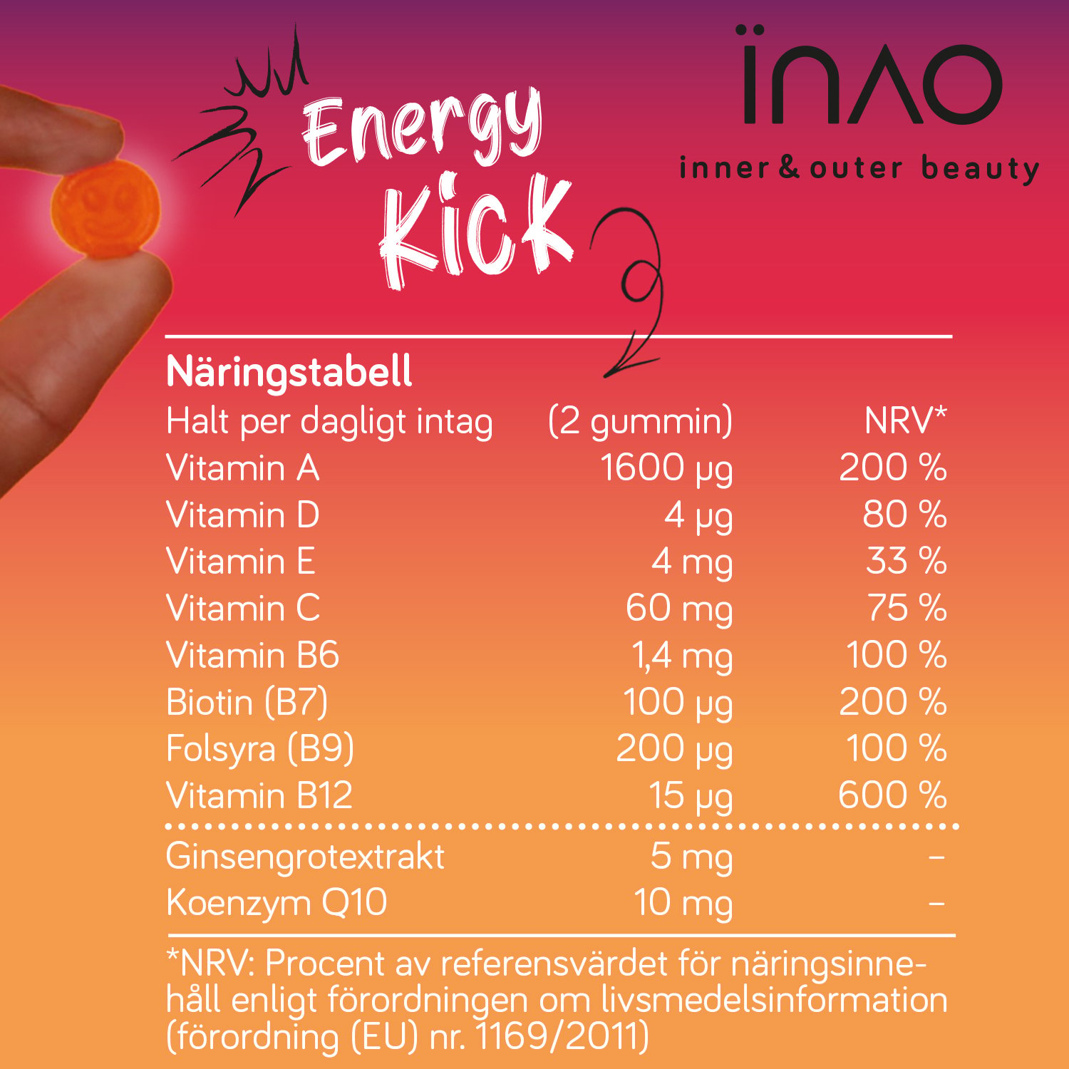 INAO Inner & Outer Beauty Energy by essence Energy Kick 60 tuggtabletter