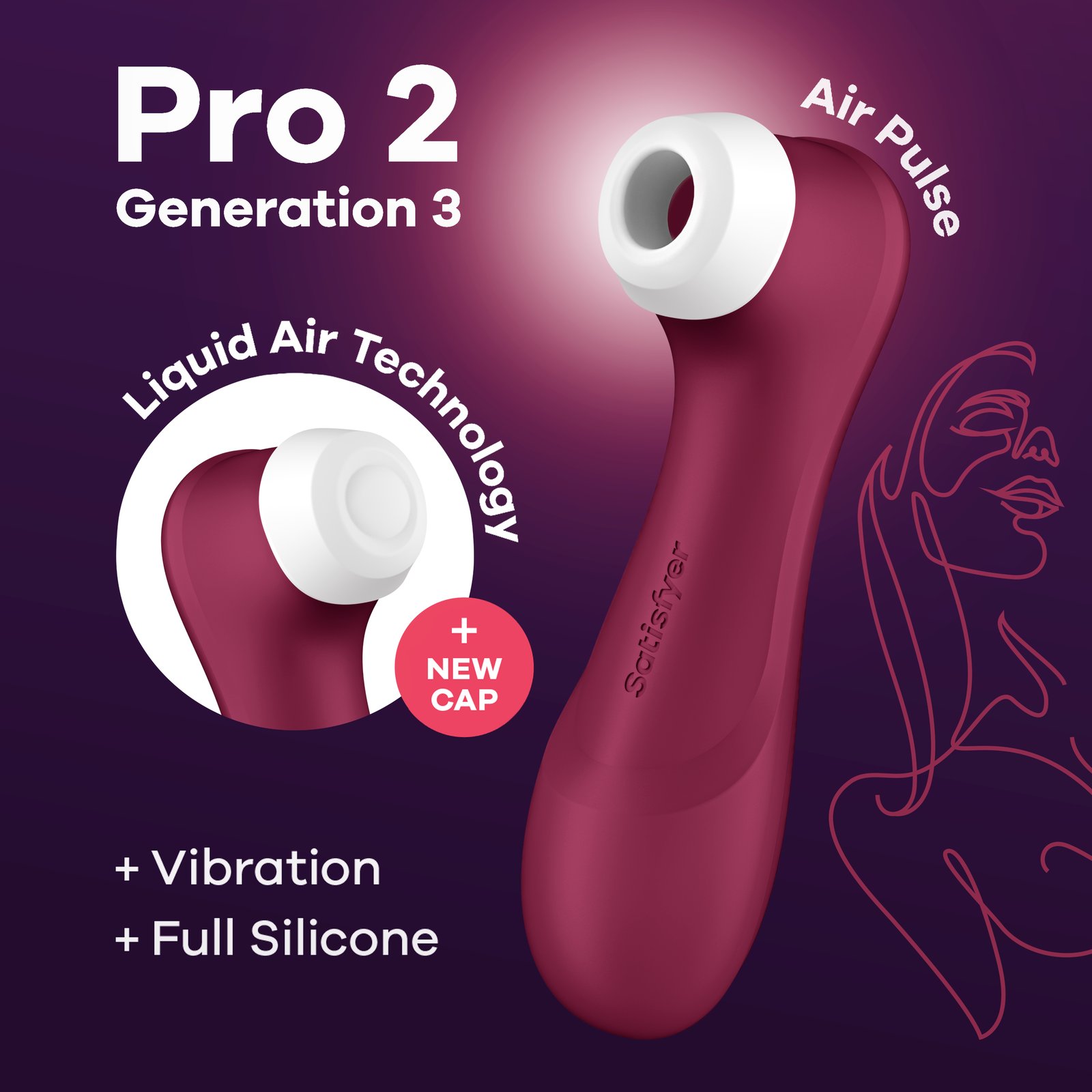Satisfyer Pro 2 Generation 3 Wine Red Lufttrycksvibrator 1 st