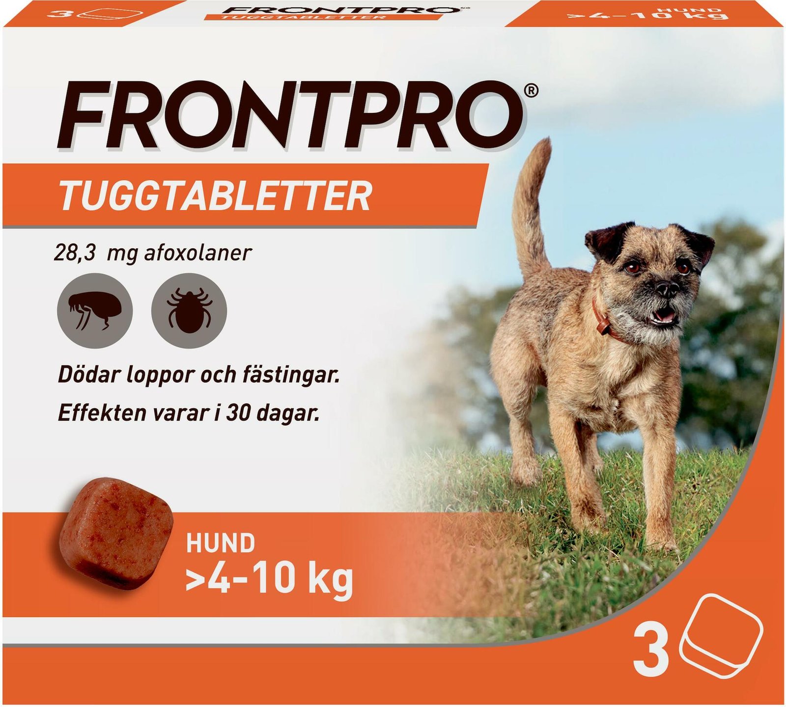 FRONTPRO Hund M 4-10 kg 283 mg afoxolaner 3 tuggtabletter