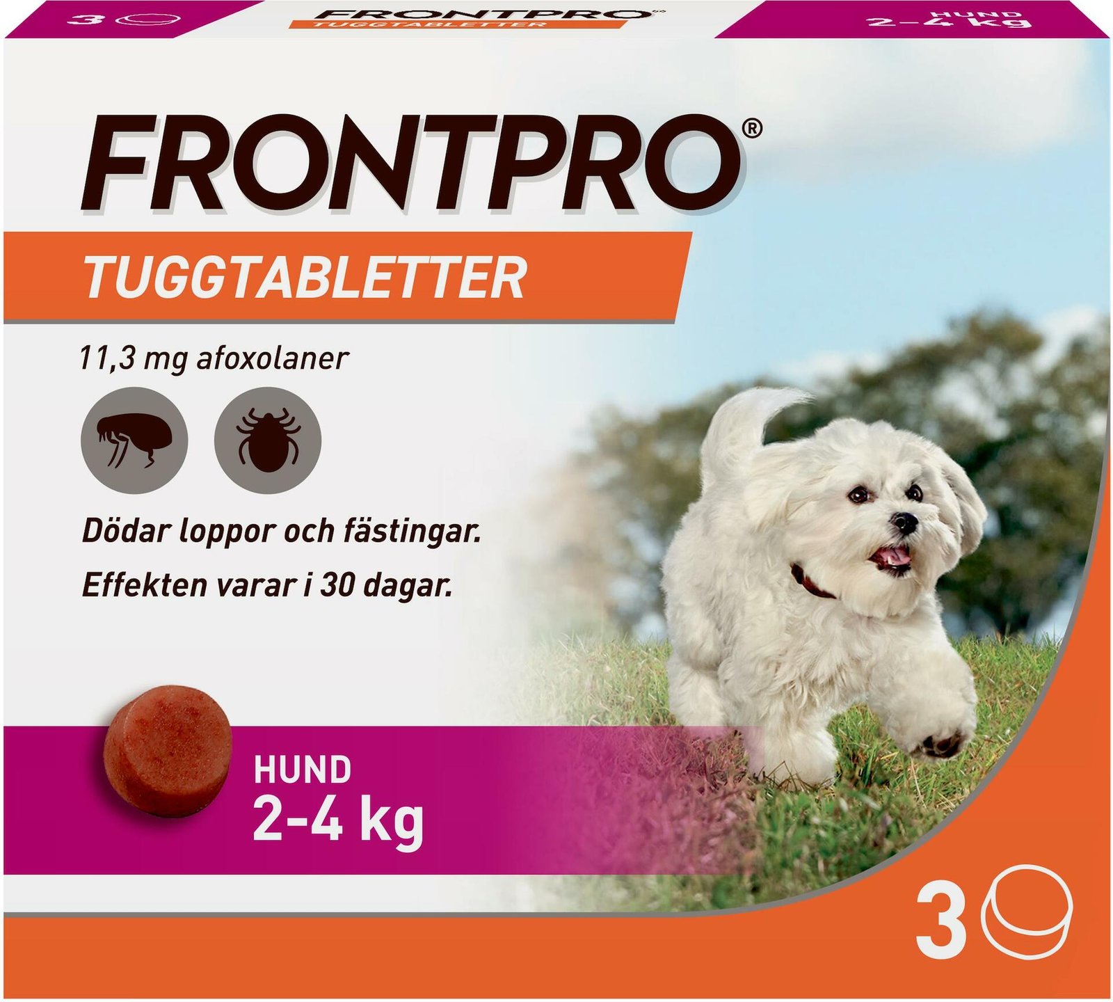FRONTPRO Hund S 2-4 kg 113 mg afoxolaner 3 tuggtabletter