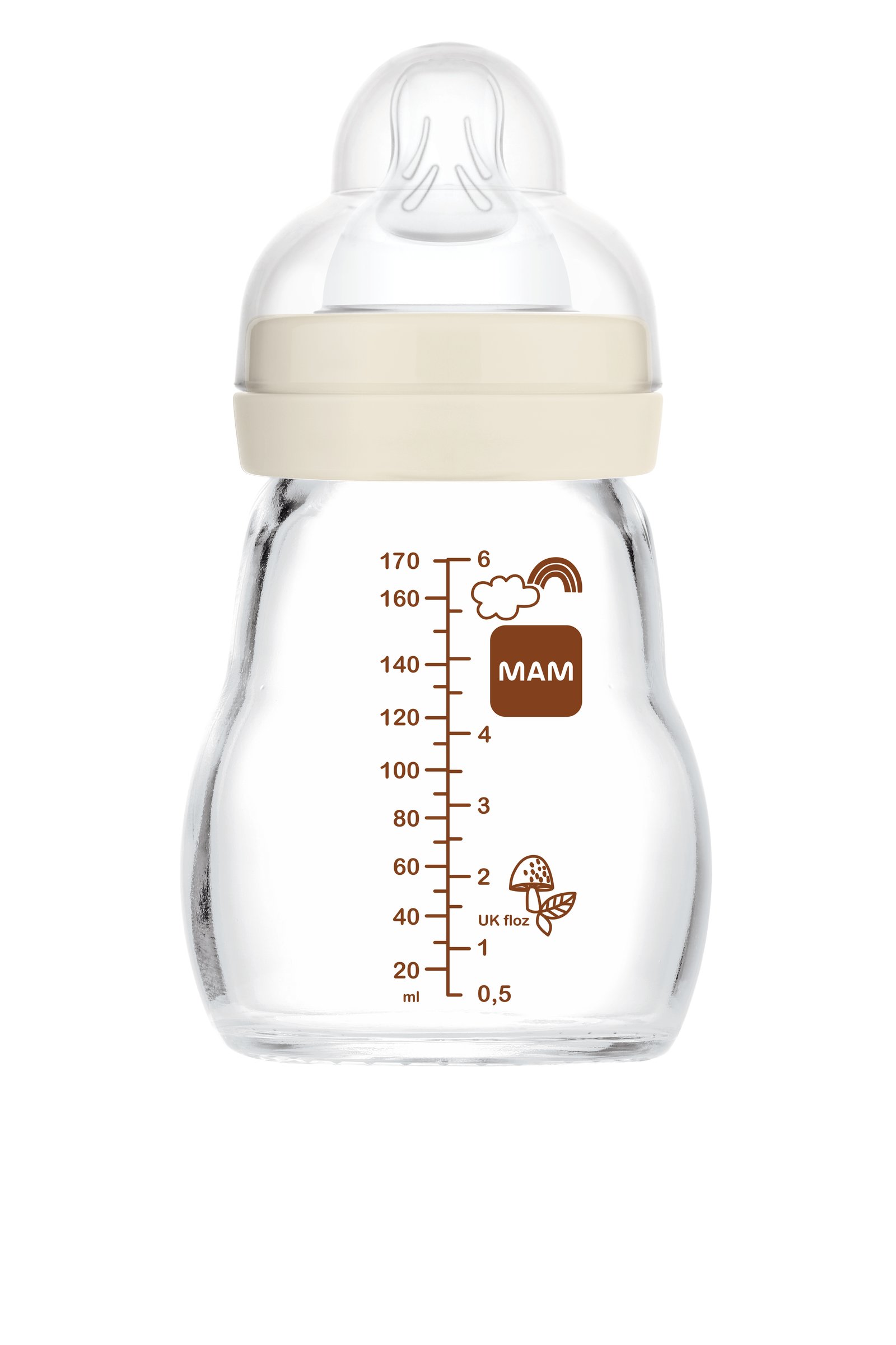 MAM Feel Good Nappflaska Glas 0+ Månader Neutral 170 ml