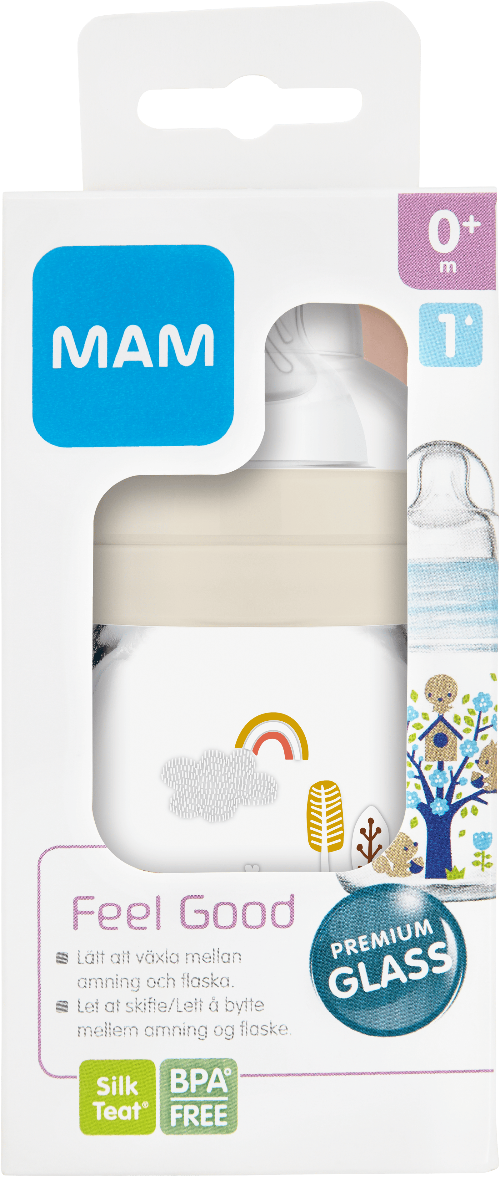 MAM Feel Good Nappflaska Glas 0+ Månader Neutral 170 ml