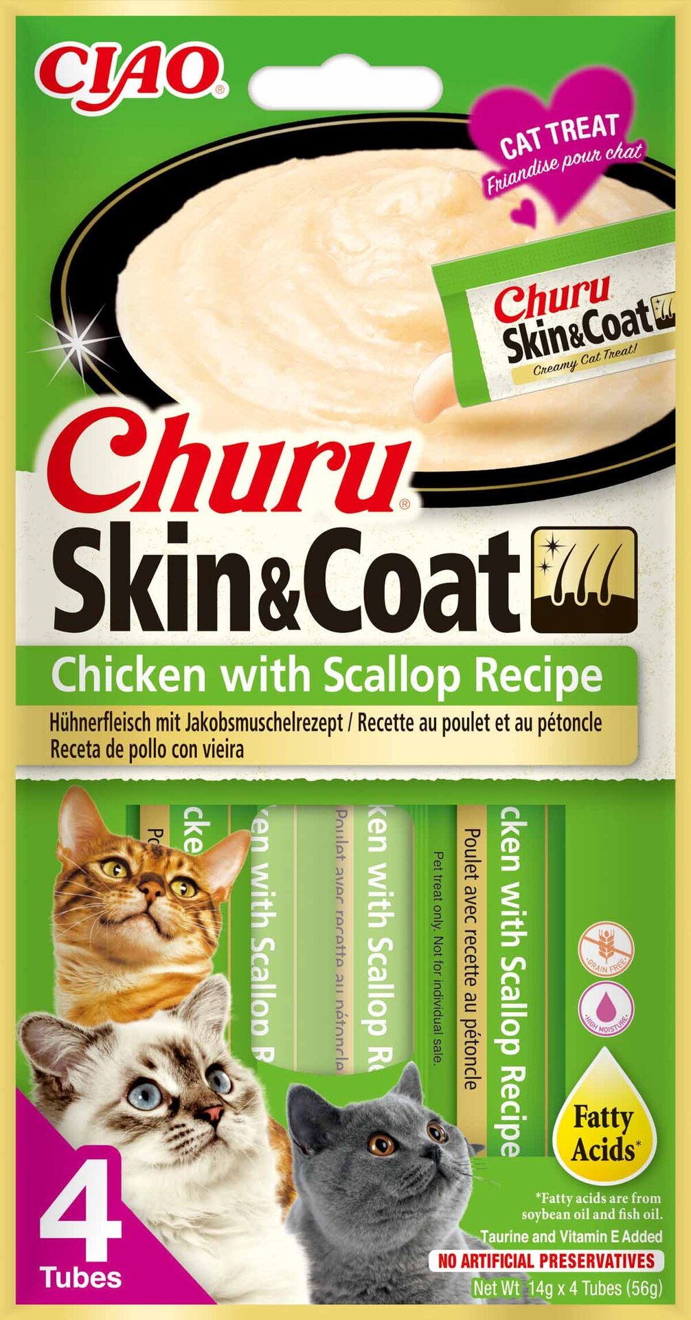 Churu Skin & Coat Chicken & Scallop 4 st