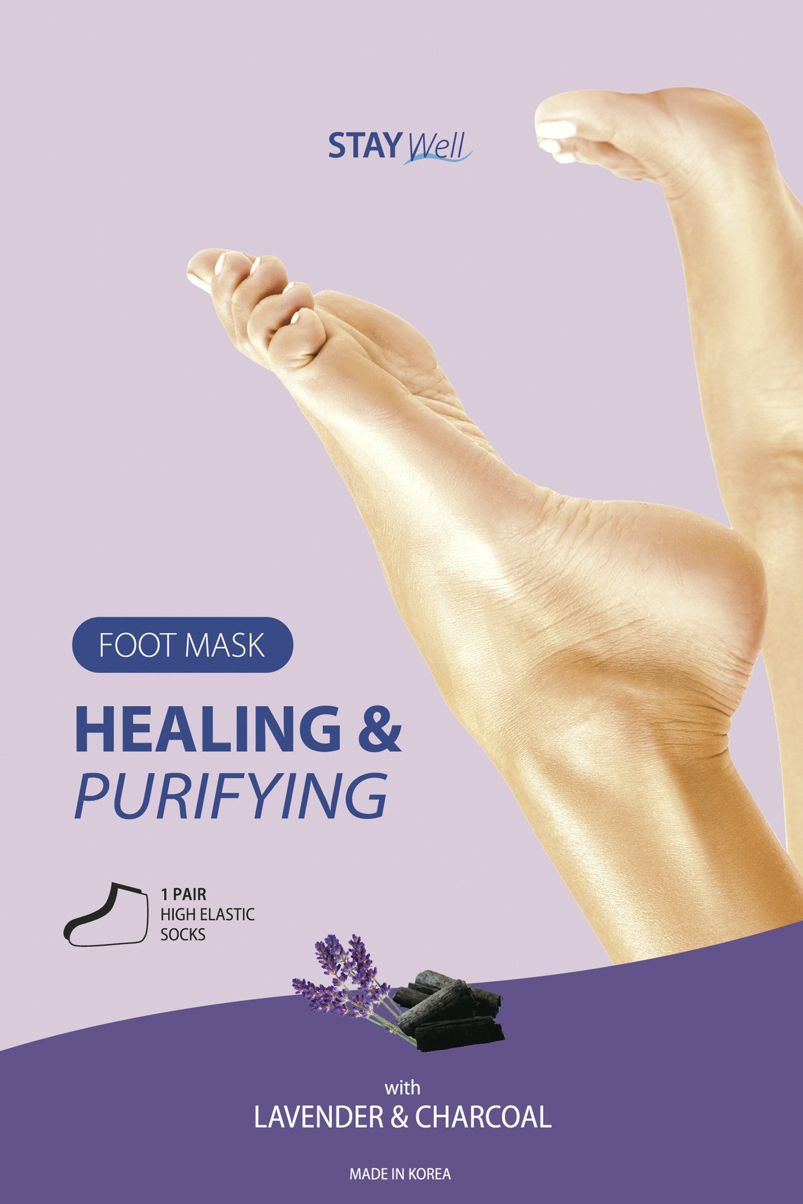 STAY WELL Healing & Purifying Foot Mask Lavender & Charcoal 34 g
