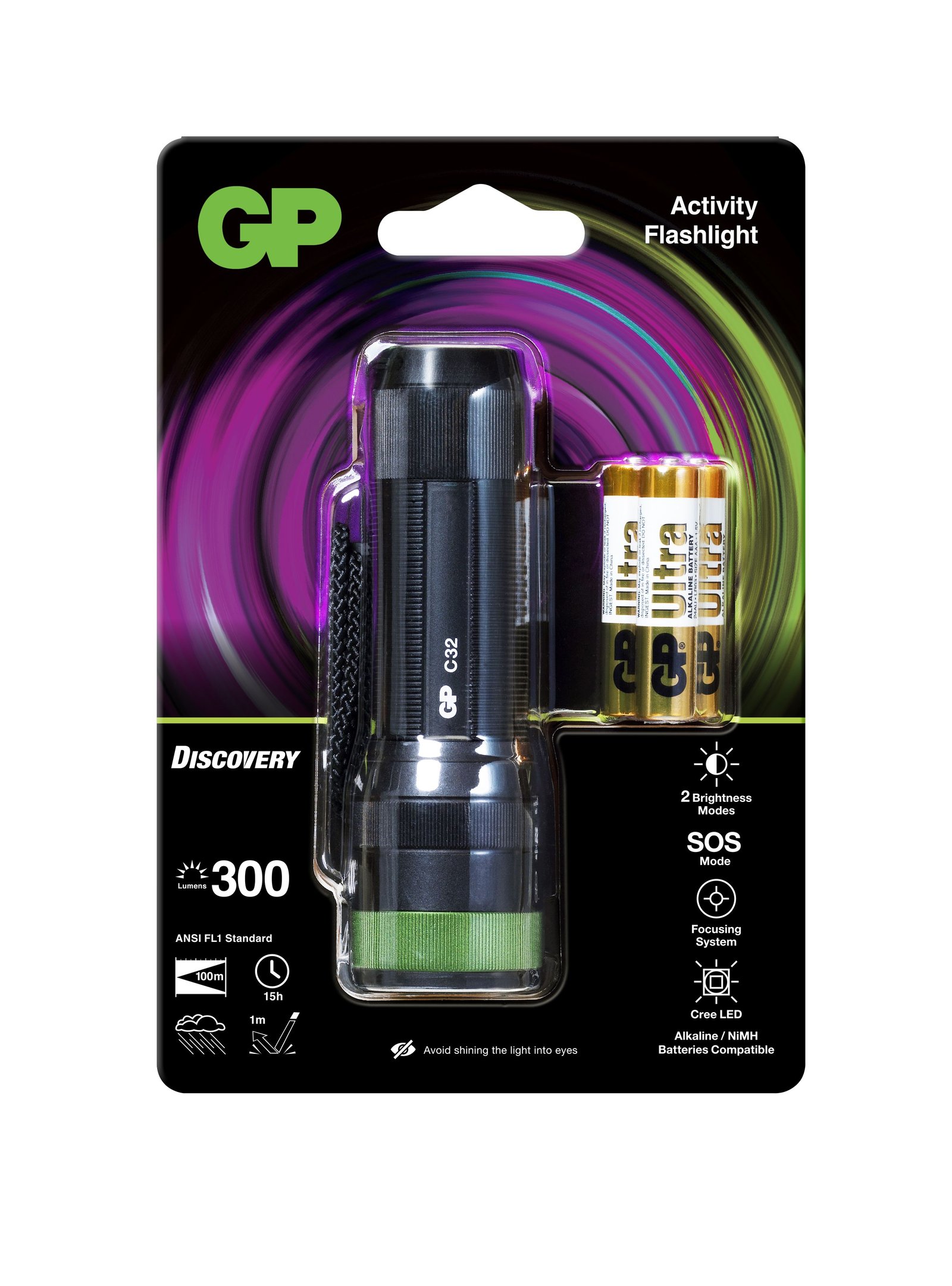 GP Batteries Discovery Ficklampa C32 300 lumen 1 st
