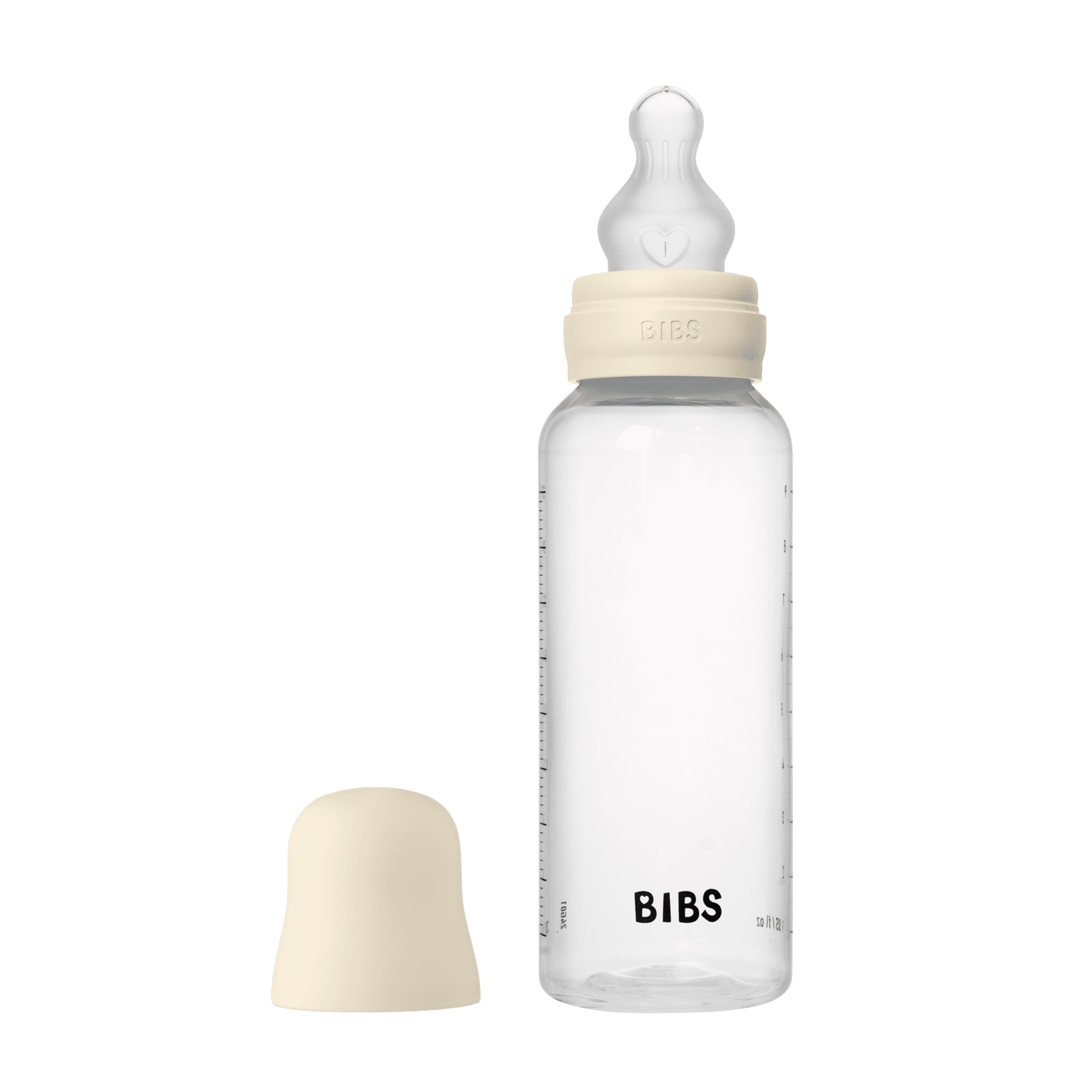 BIBS Baby Bottle Round Silicone Medium Flow Ivory 270 ml