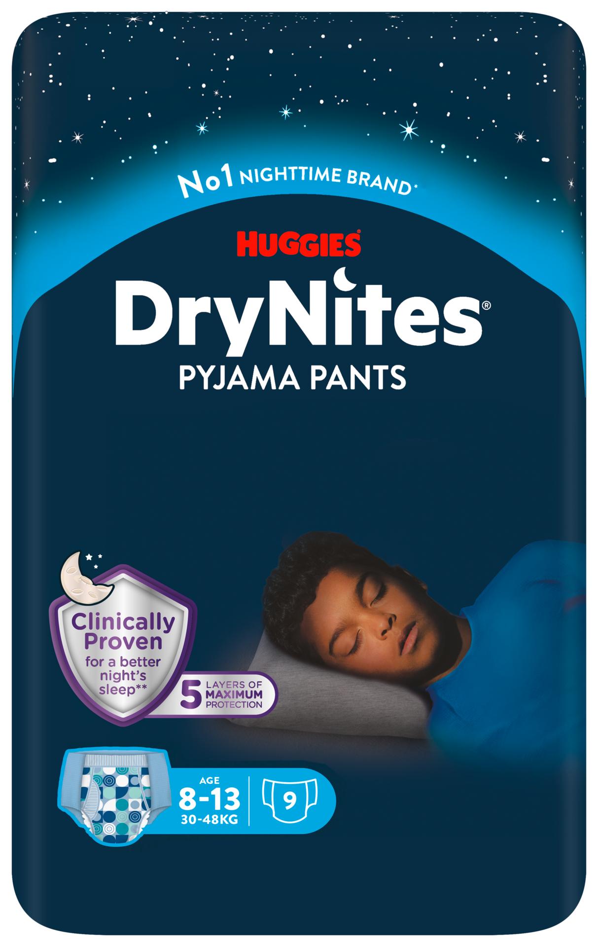 DryNites Nattblöja pojke, 8-13 år (30-48 kg) 9 st
