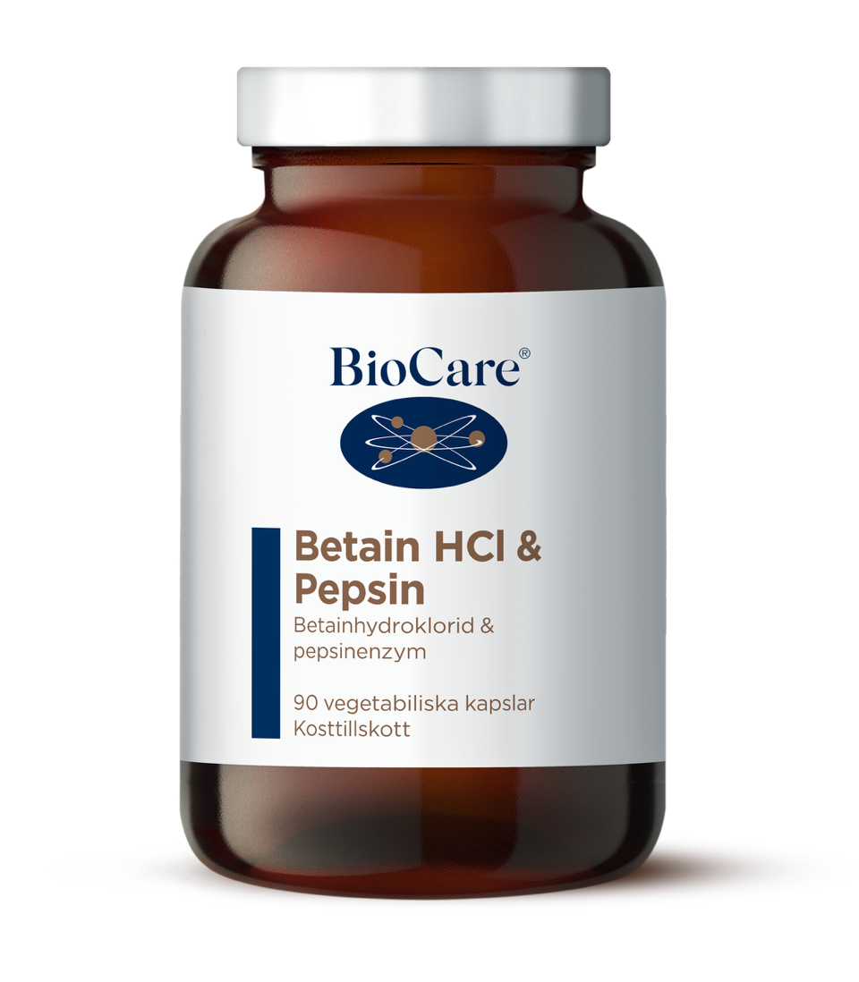BioCare Betain HCL & Pepsin 90 kapslar