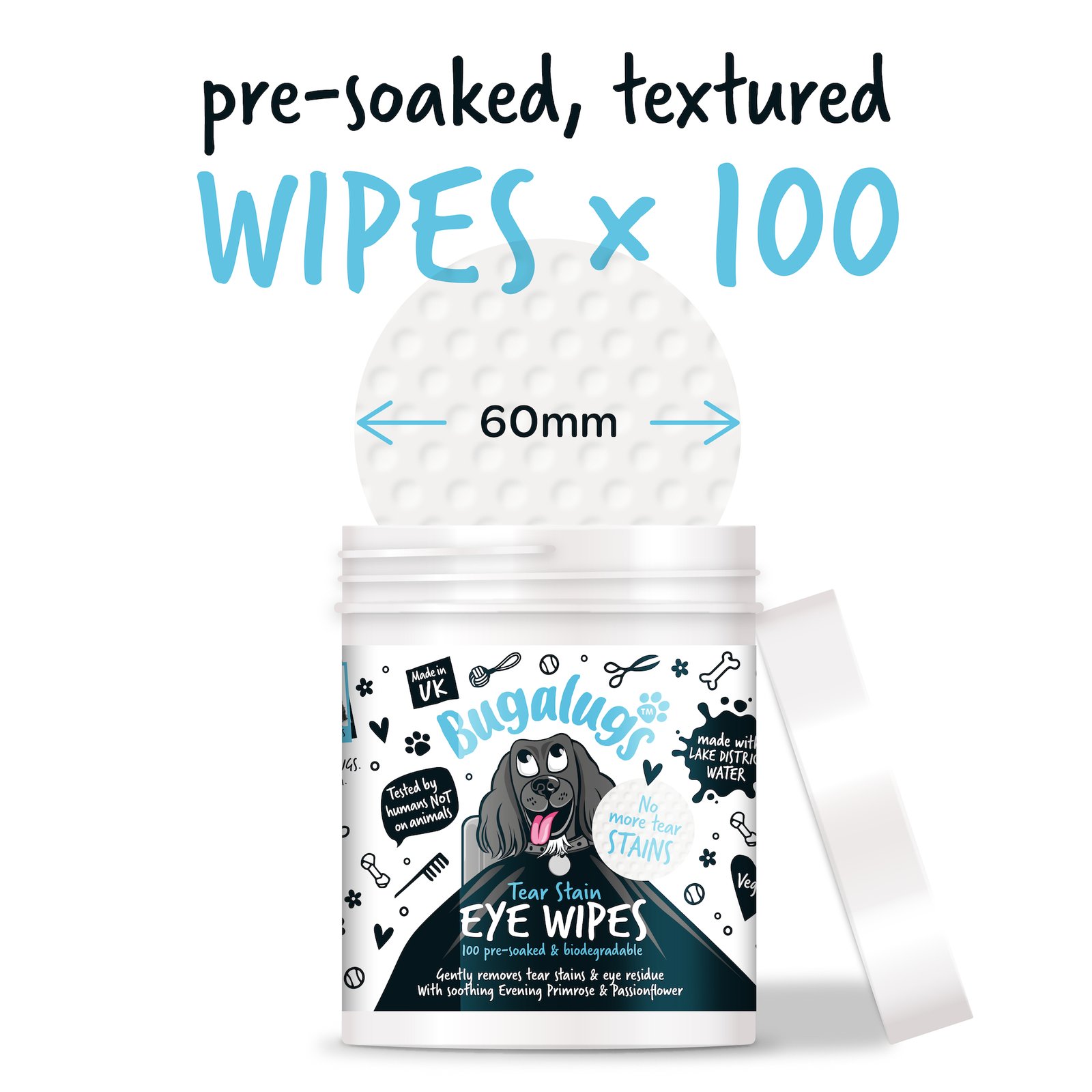 Bugalugs Pre-Soaked Tear Stain Pads 100 st