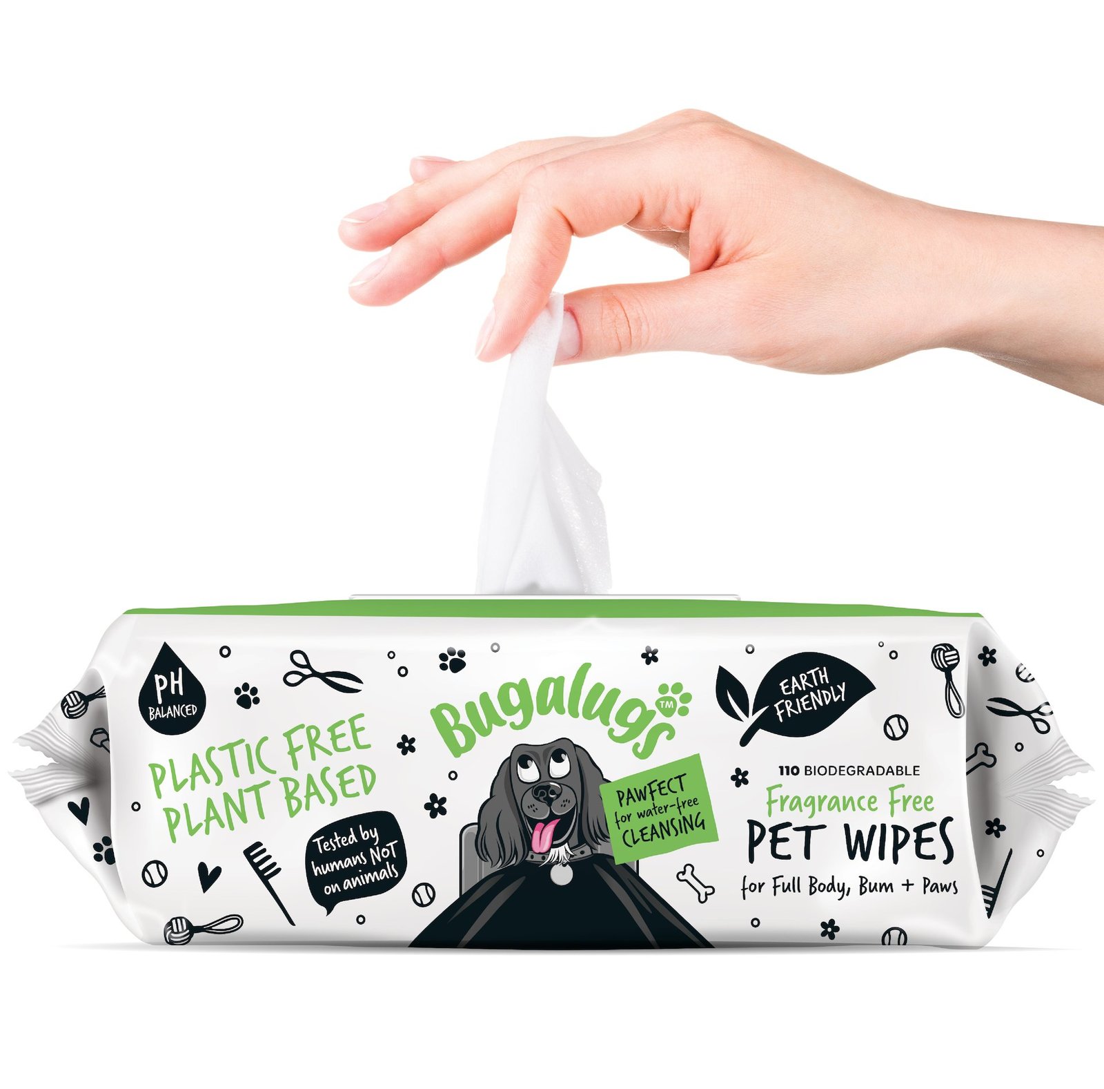 Bugalugs Biodegradable Wipes 110 st