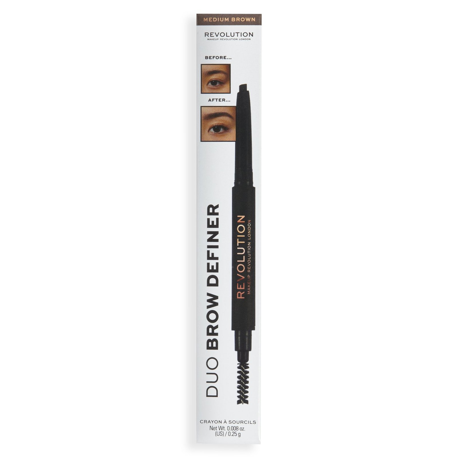 Makeup Revolution Duo Brow Definer Pencil Medium Brown 0,25g