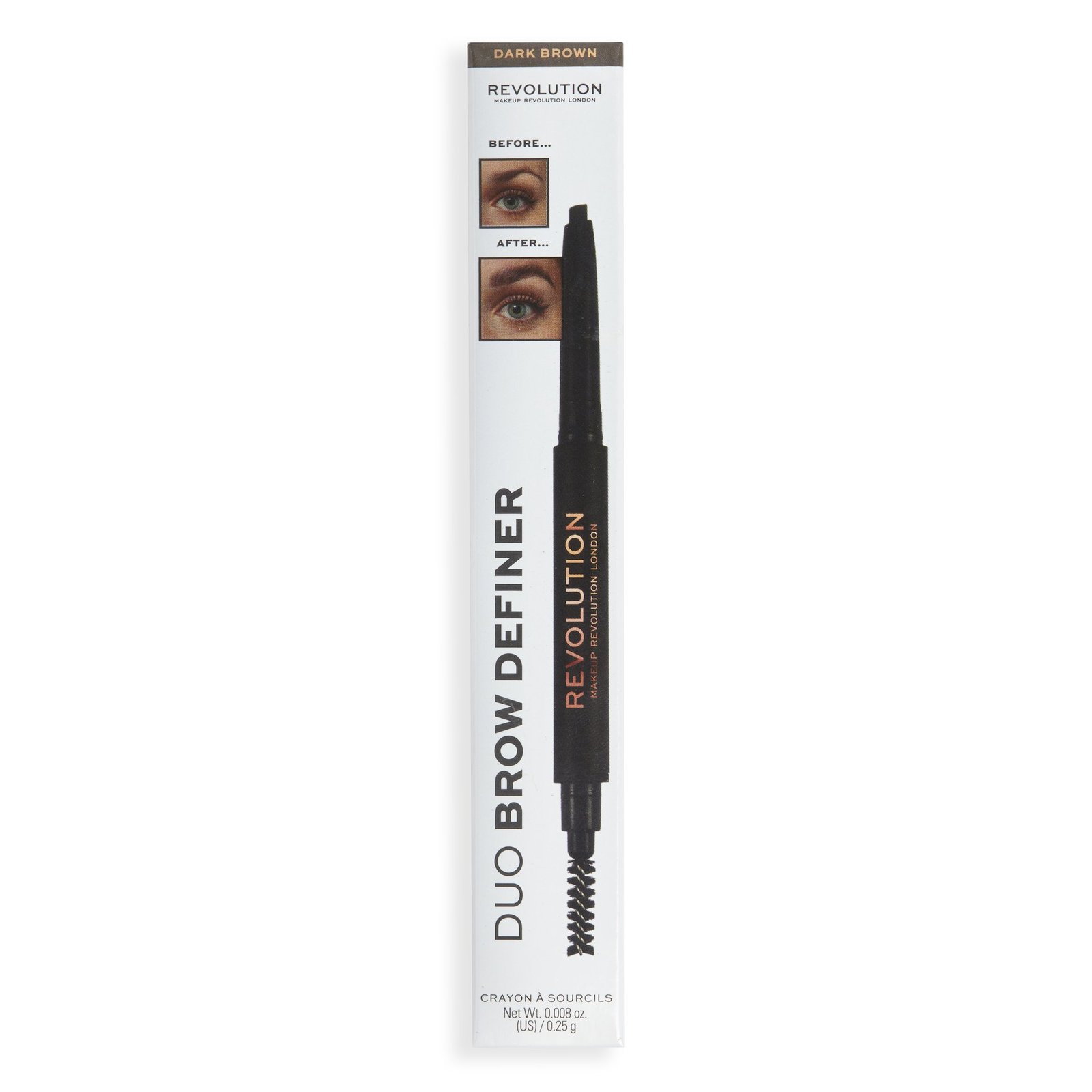 Makeup Revolution Duo Brow Definer Pencil Dark Brown 0,25g