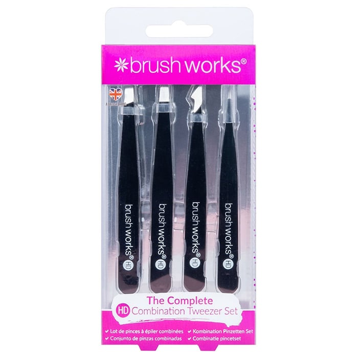 Brushworks HD Combination Tweezer Set Black