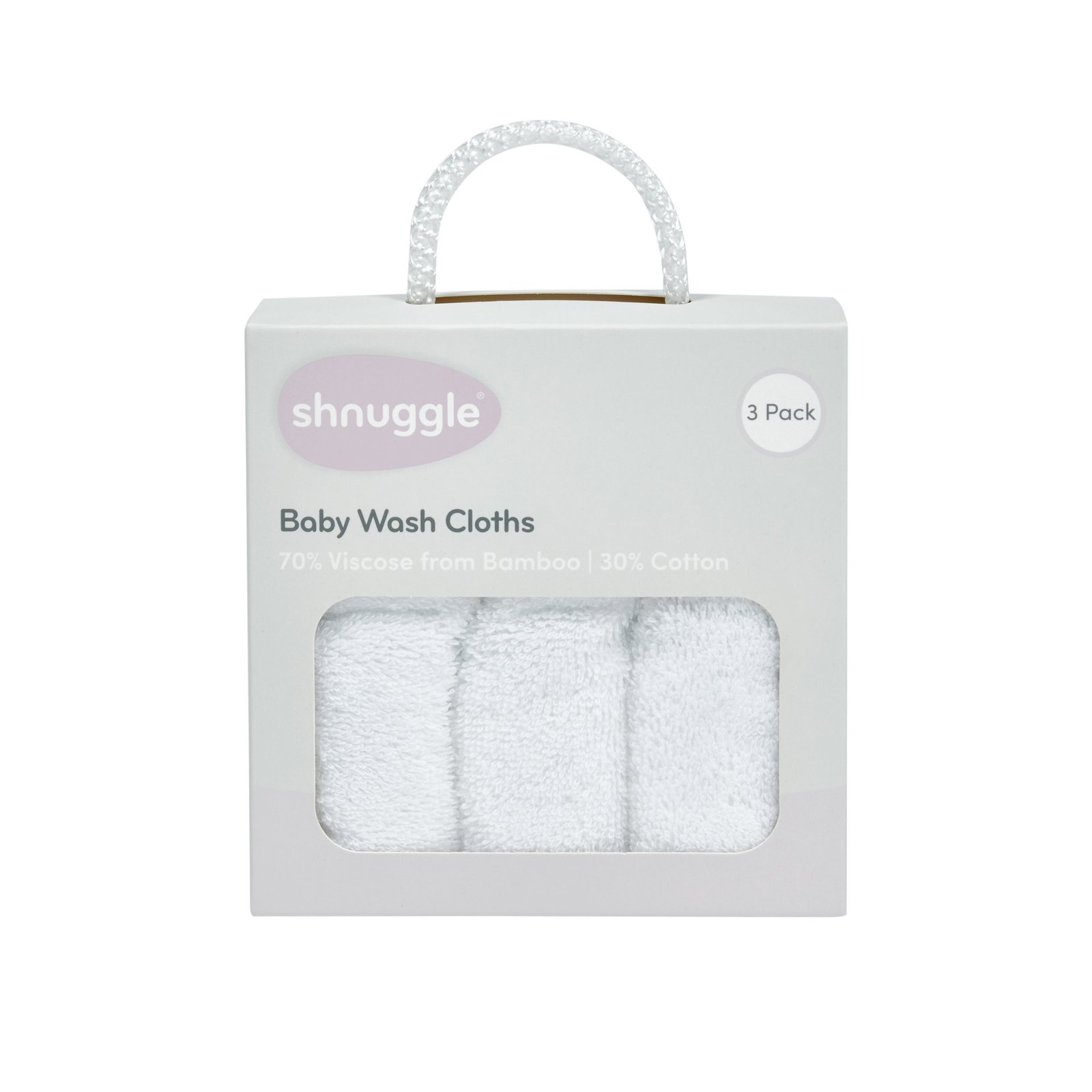 shnuggle Wash Cloth 25x25 cm White 3 st