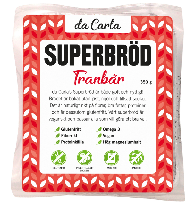 Da Carla Superbröd Tranbär 350g