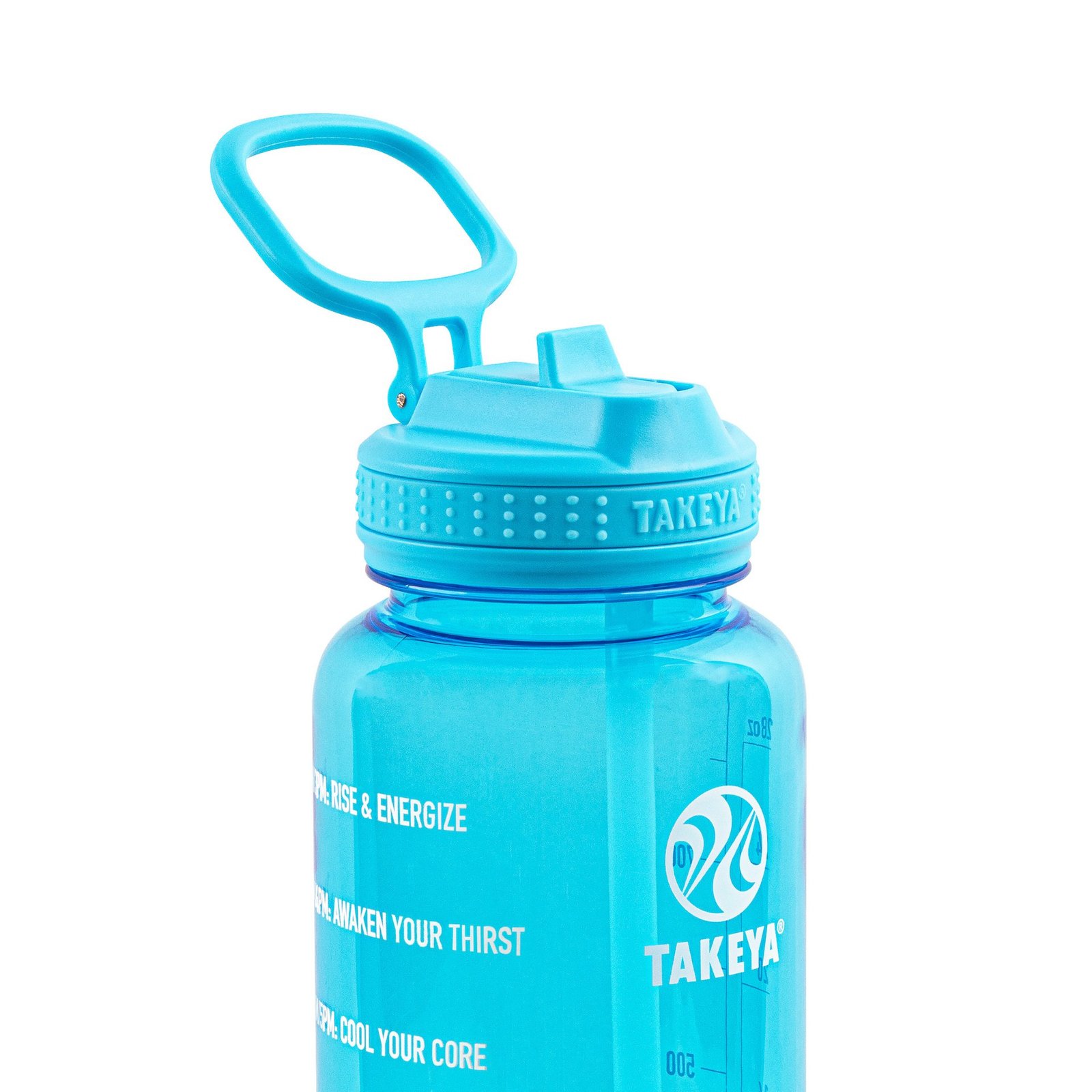 TAKEYA Tritan Motivational Straw Bottle Breezy Blue 950 ml