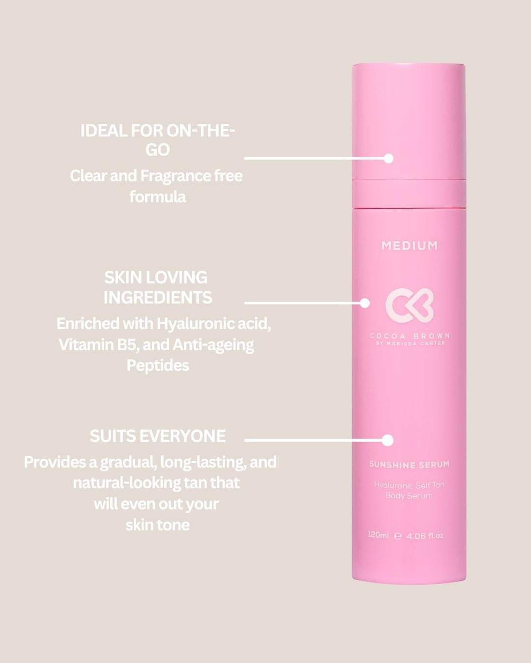 Cocoa Brown Sunshine Serum Hyaluronic Self-Tan Body Serum Medium 120 ml