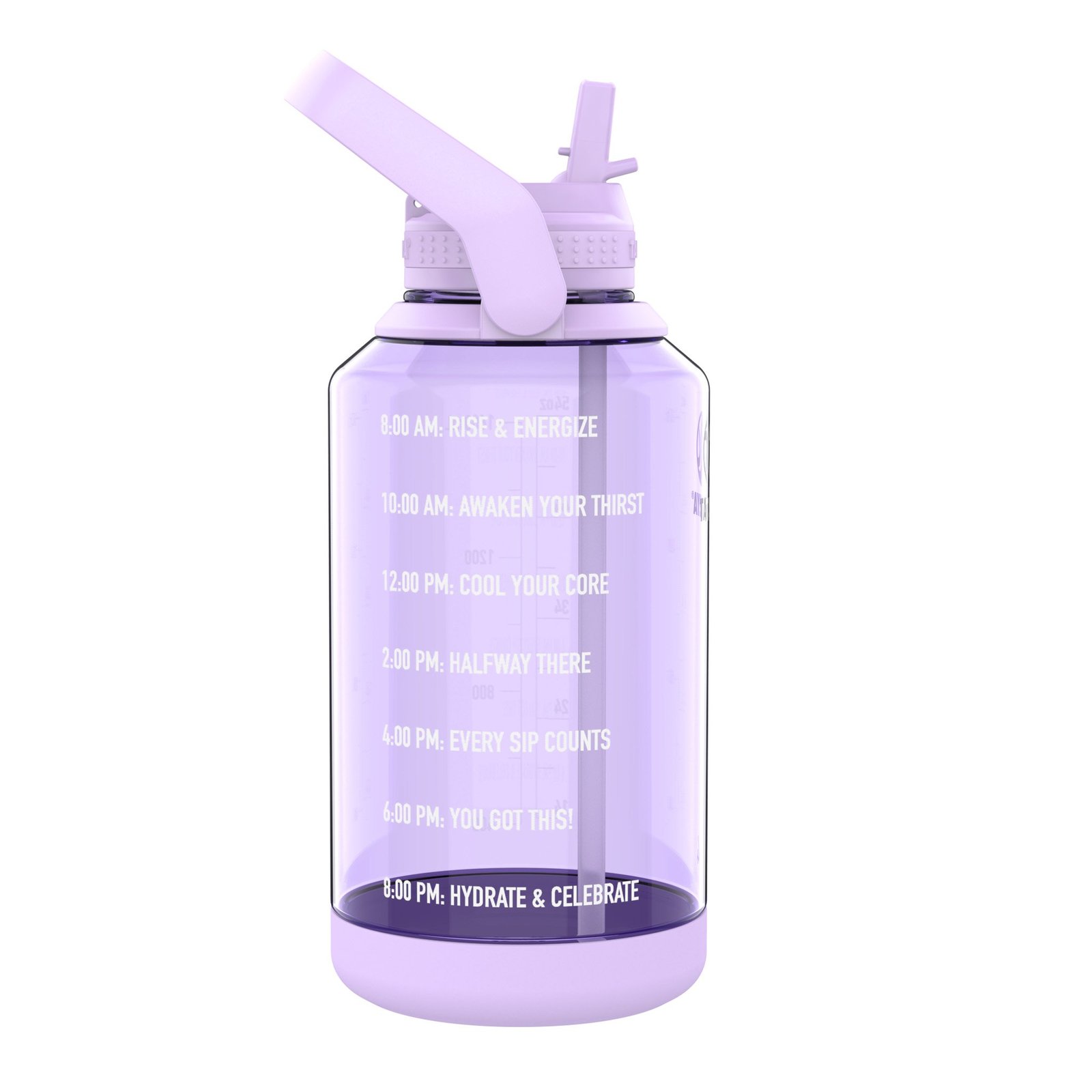 TAKEYA Tritan Motivational Straw Bottle Vivacity Purple 1900 ml