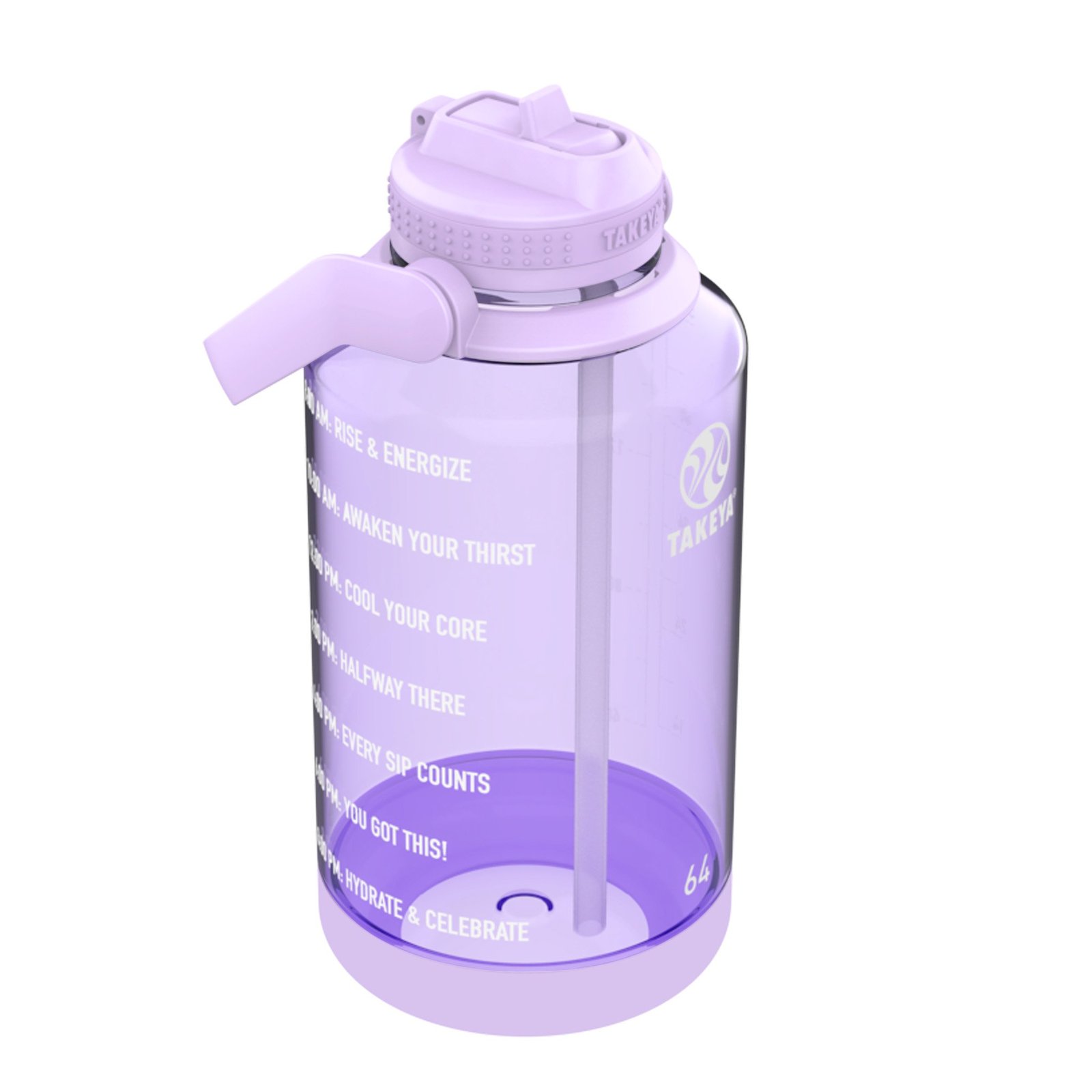 TAKEYA Tritan Motivational Straw Bottle Vivacity Purple 1900 ml