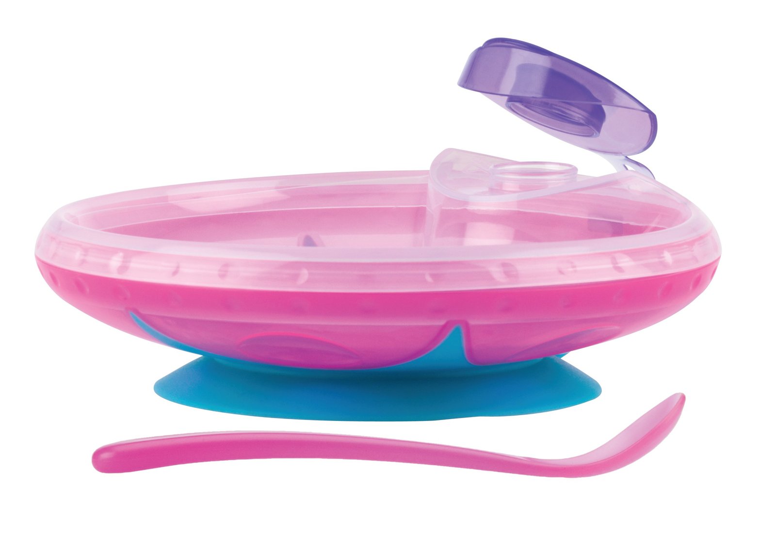 Nuby Warming Plate With Spoon Pink +3m 1 st