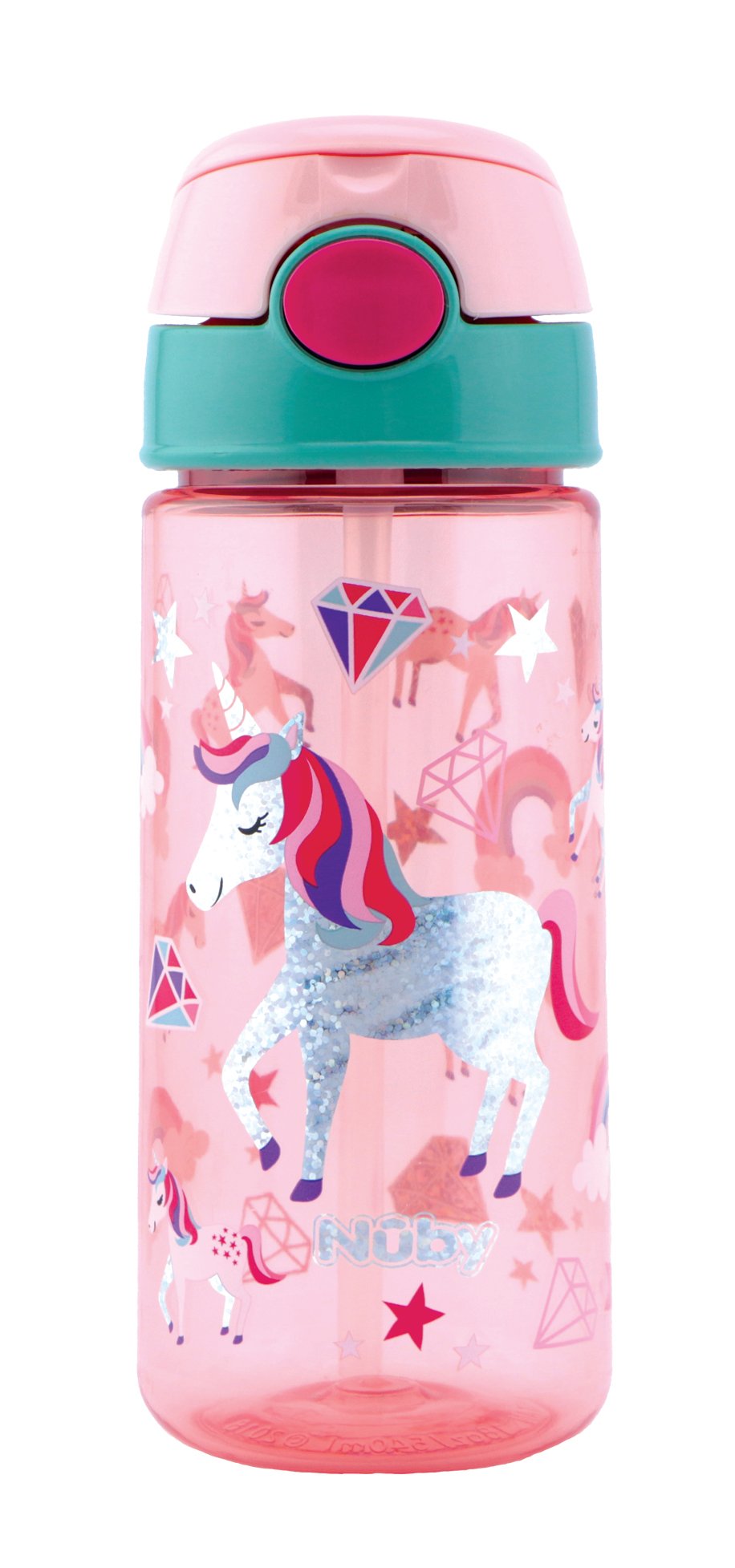 Nuby Soft Straw Push Cup with Glitter 540ml Unicorn