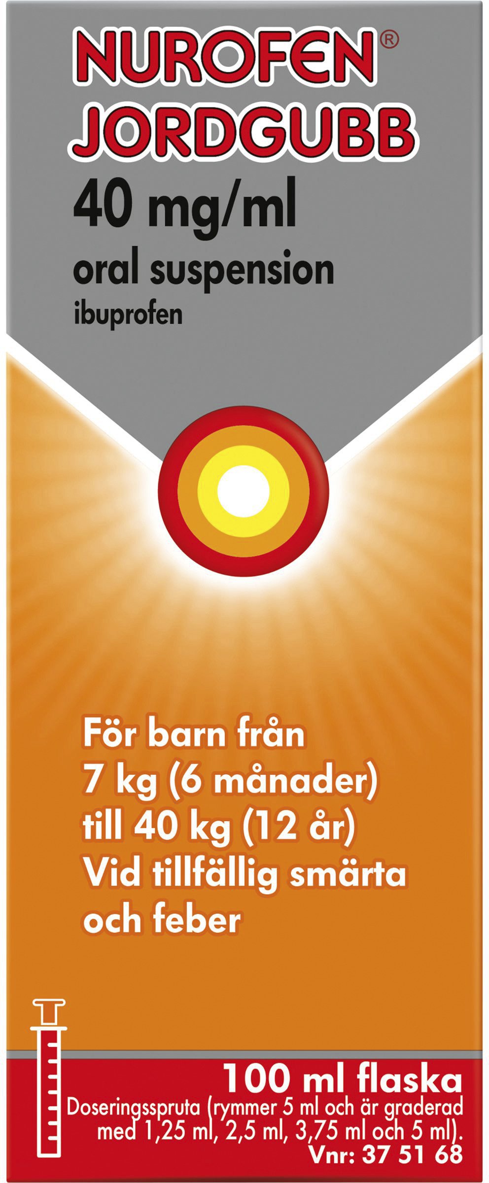 Nurofen Jordgubb 40mg/ml Ibuprofen Oral Suspension 100 ml