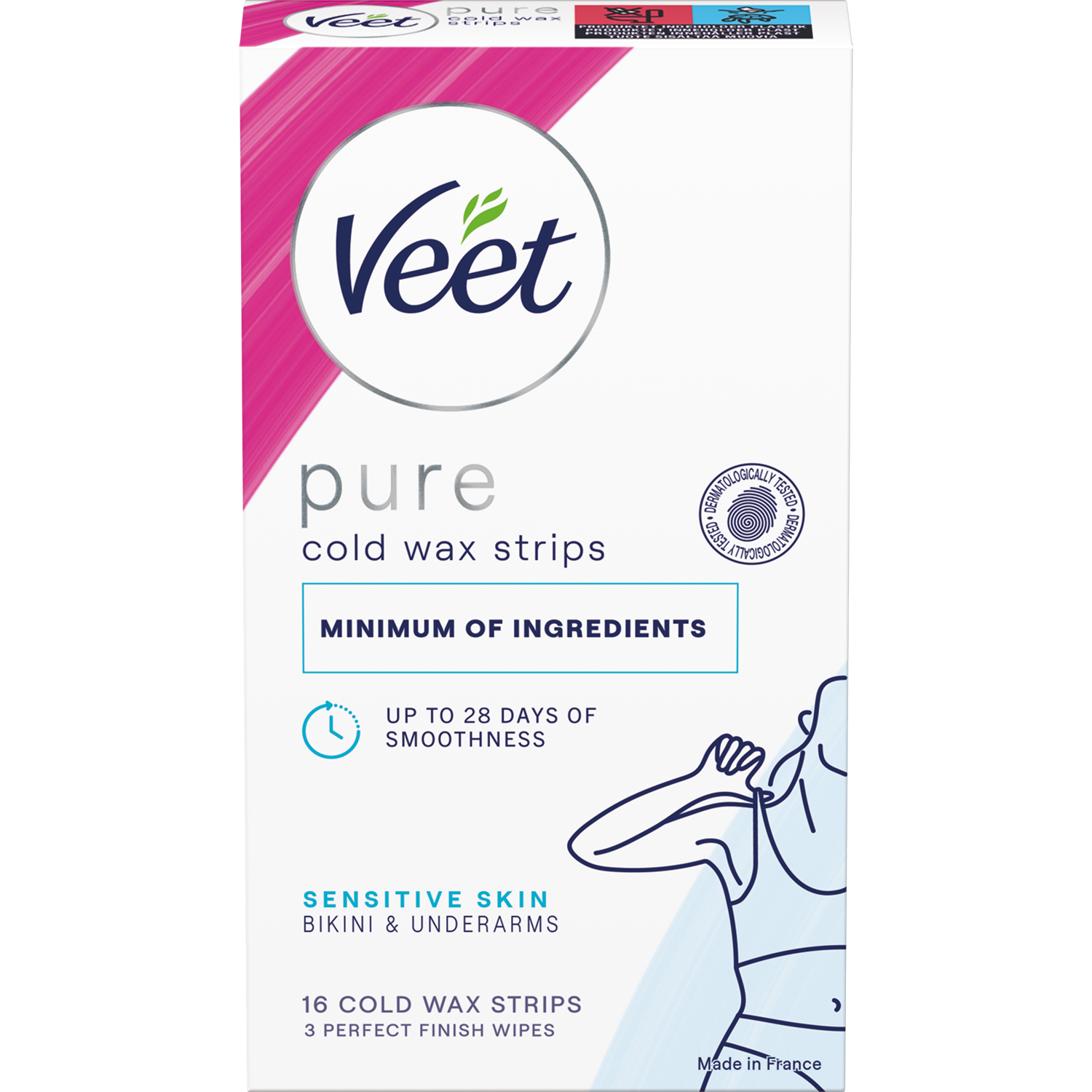 Veet Pure Vaxremsor Cold wax bikini & underarm Sensitive 16 st