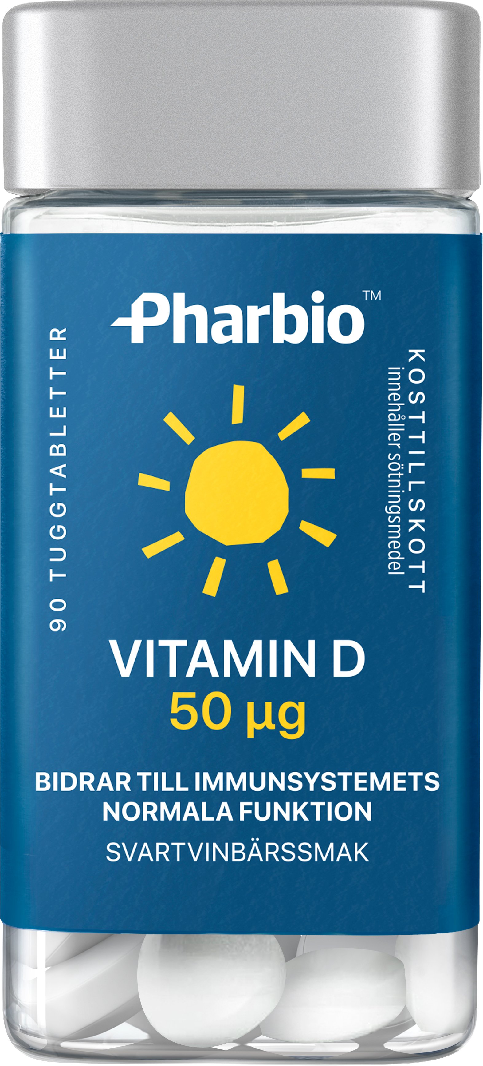 Pharbio Vitamin D 50μg 90 tuggtabletter